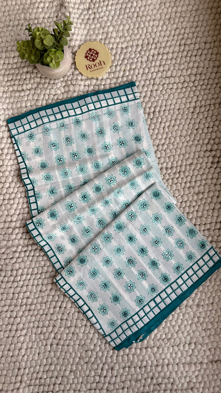 SANGANERI HAND BLOCK PRINTED SOFT COTTON SAREE- 024