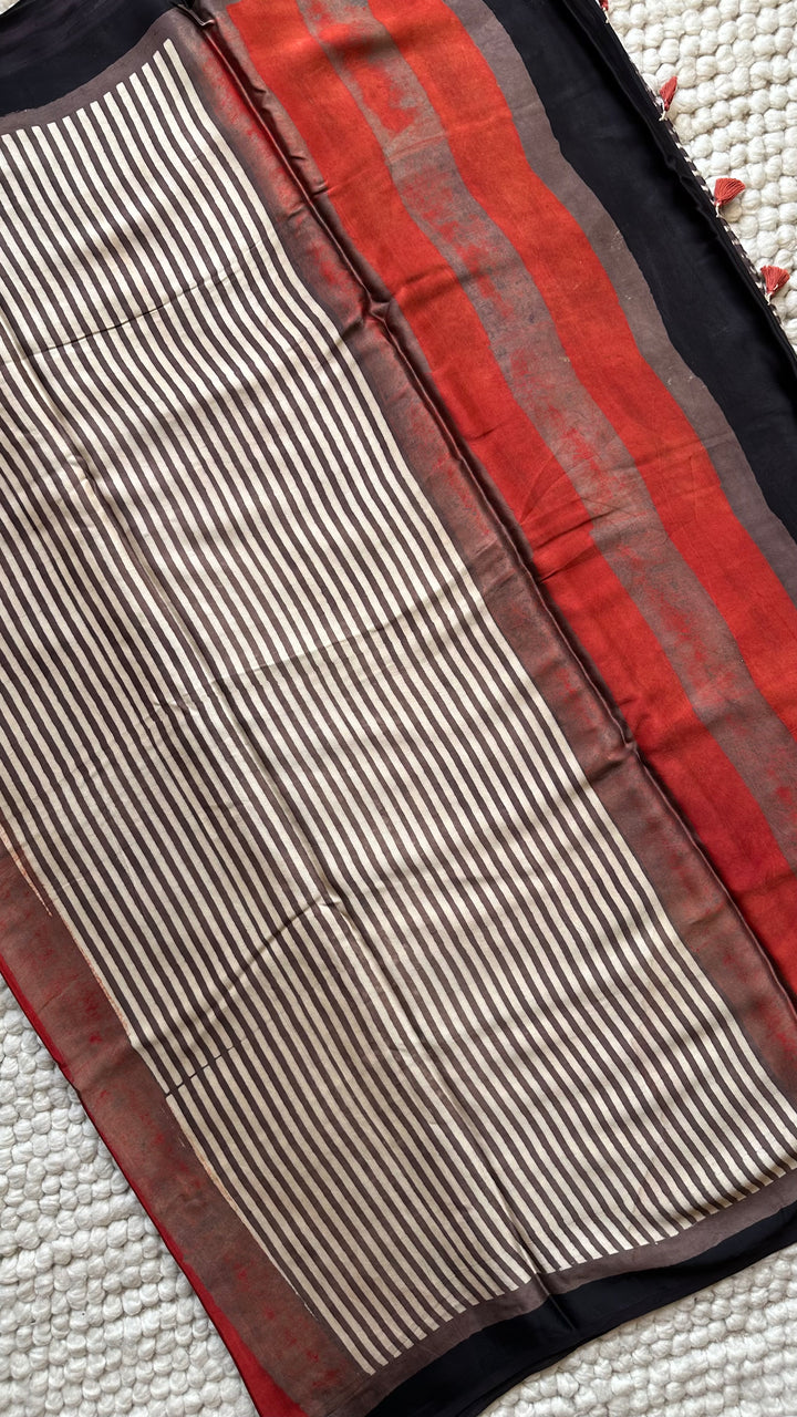 ROOH EXCLUSIVES- AJRAKH HAND BLOCK PRINTED PREMIUM MODAL SILK SAREE 24