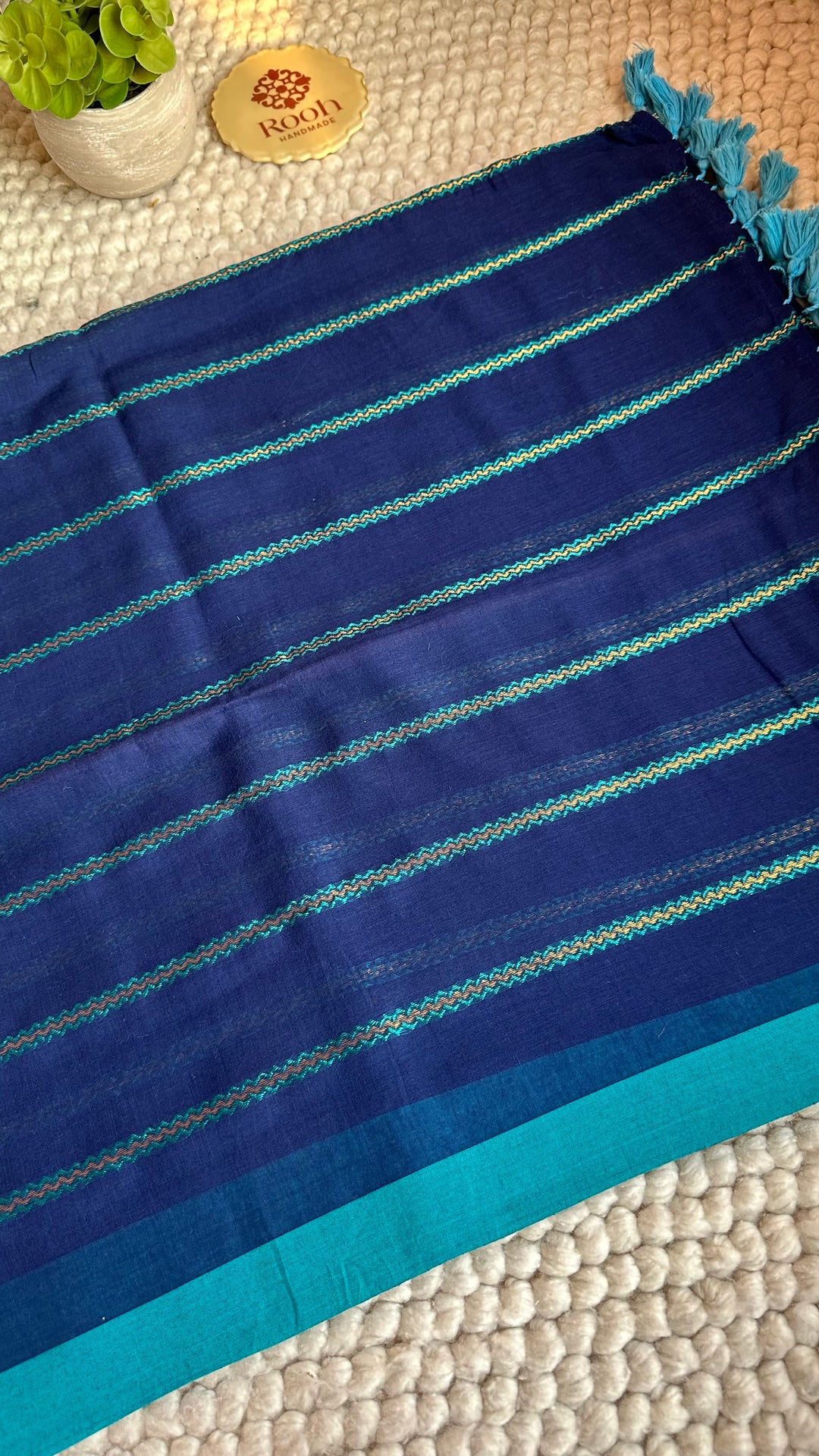 NAVI BLUE ZARI LINES PURE SUPER SOFT MULMUL COTTON SAREE - 019