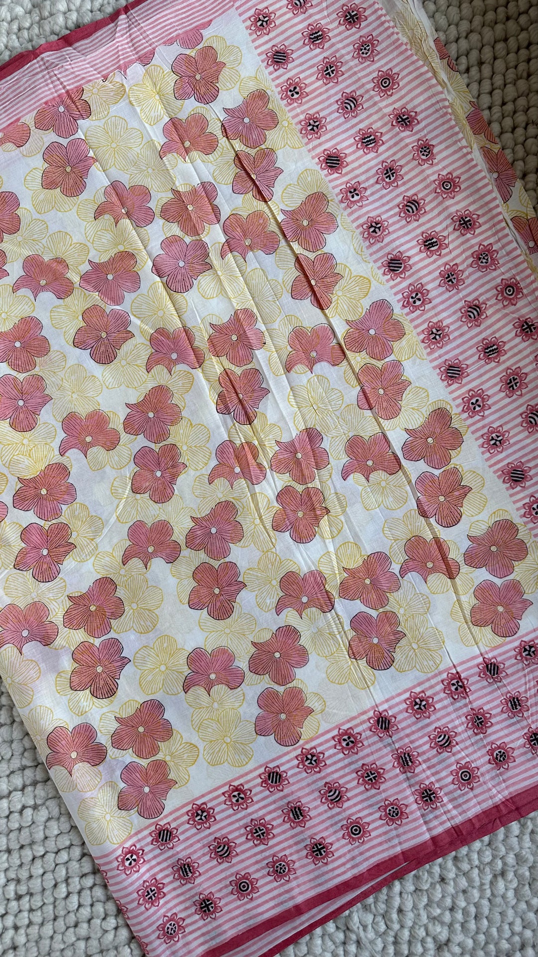 SANGANERI HAND BLOCK PRINTED SOFT COTTON SAREE- 025