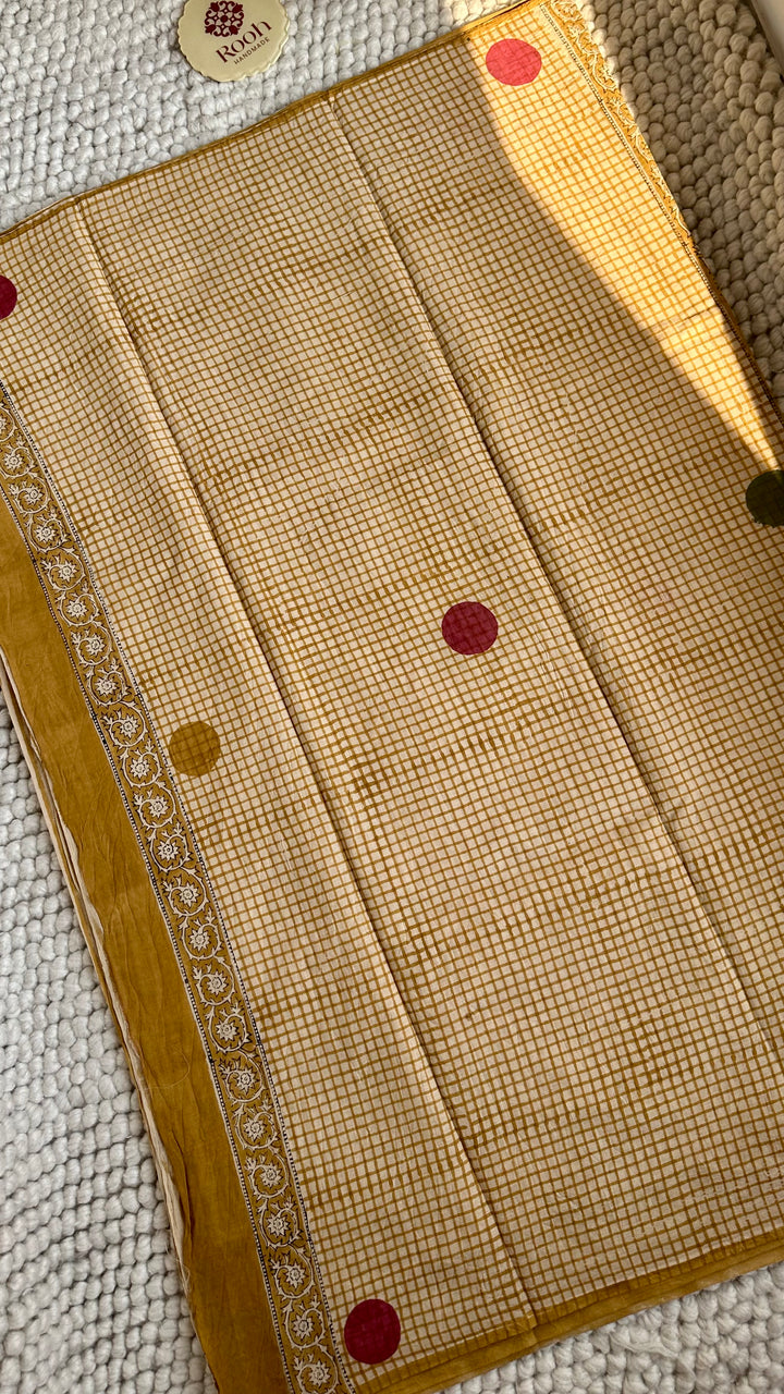 BAGRU HAND BLOCK PRINTED SOFT MULMUL COTTON SAREE- 139