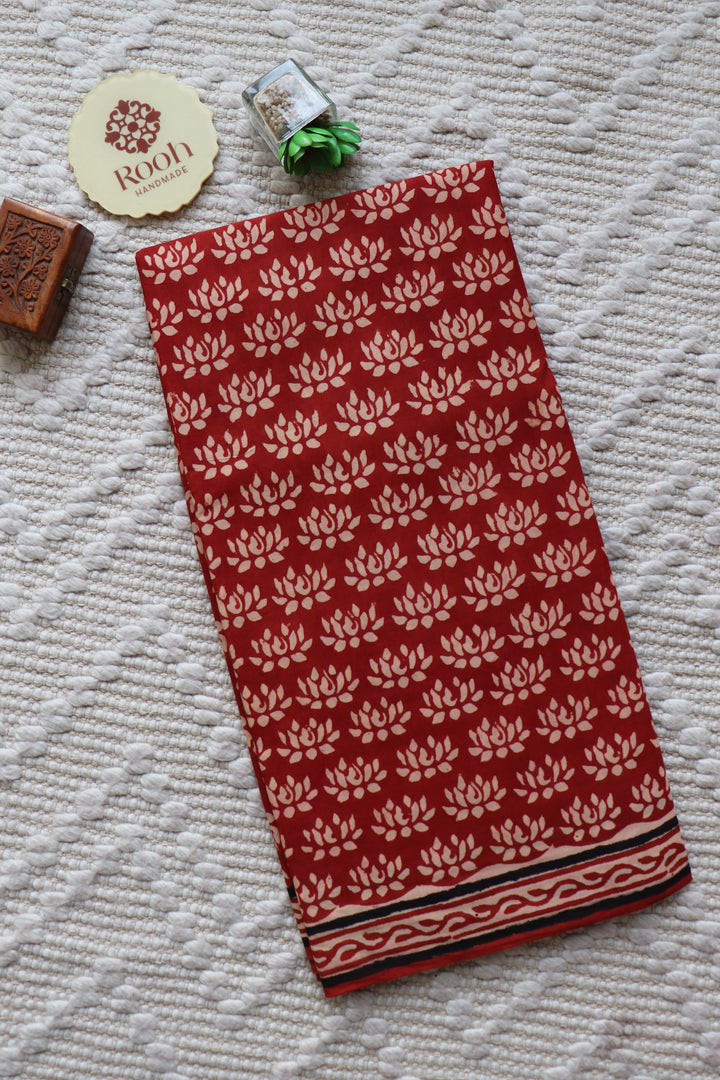 BAGRU HAND BLOCK PRINTED SOFT MULMUL COTTON SAREE- 087