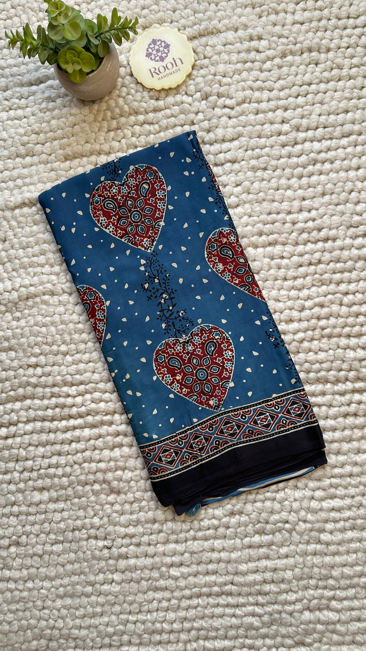 ROOH EXCLUSIVES- AJRAKH HAND BLOCK PRINTED PREMIUM MODAL SILK SAREE 13