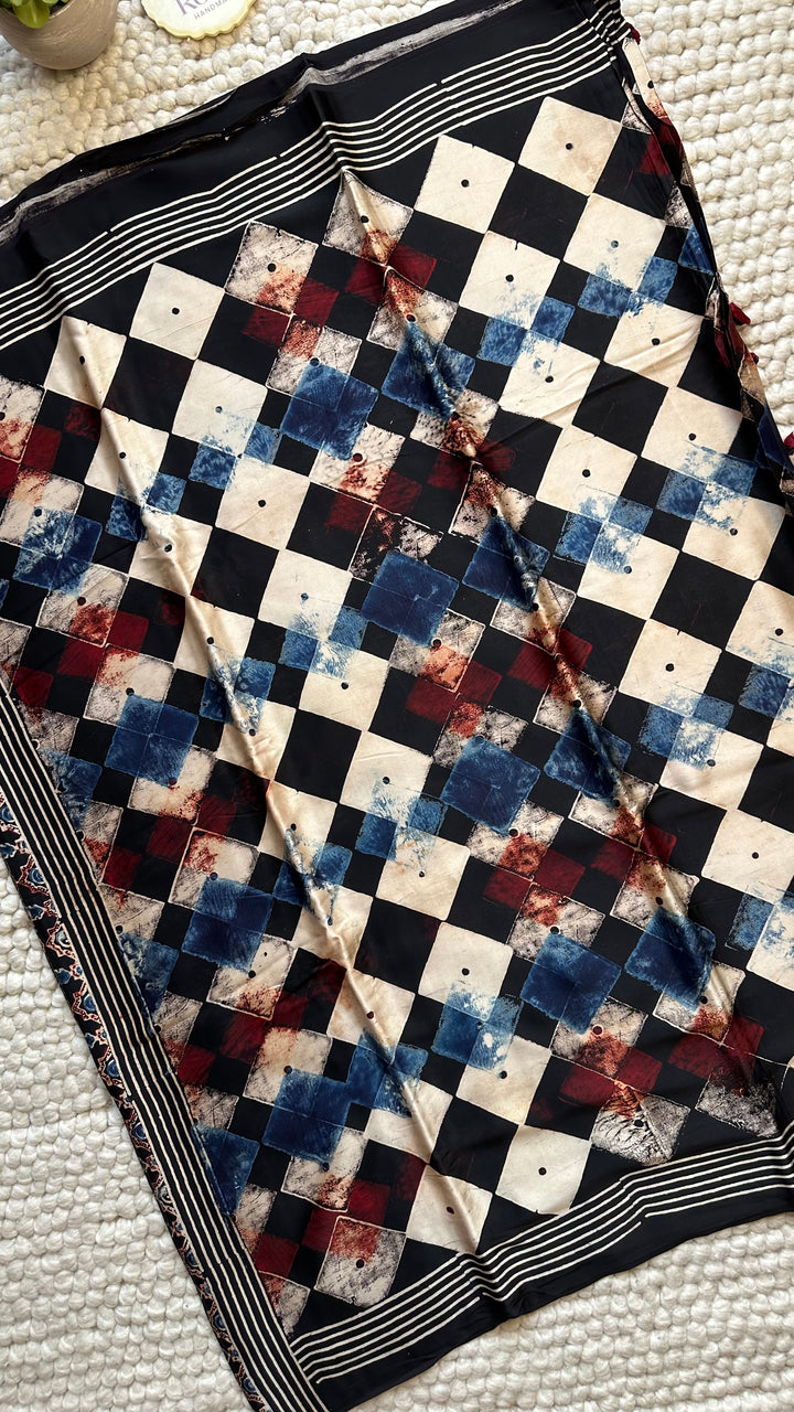 ROOH EXCLUSIVES- AJRAKH HAND BLOCK PRINTED PREMIUM MODAL SILK SAREE 20