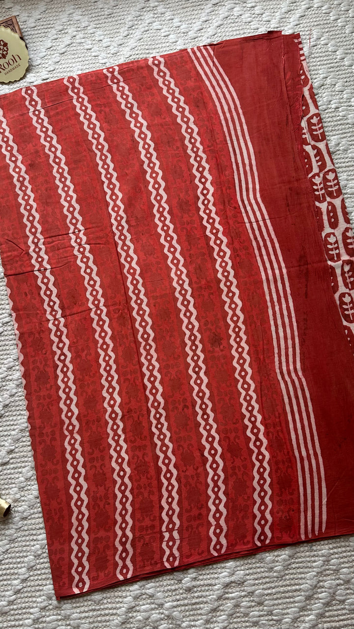 BAGRU HAND BLOCK PRINTED SOFT MULMUL COTTON SAREE- 093