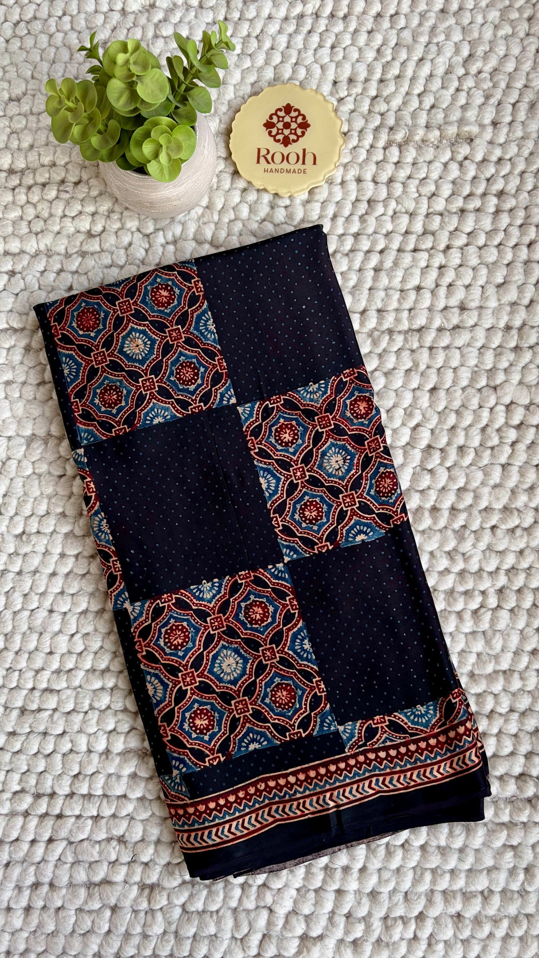 ROOH EXCLUSIVES- AJRAKH HAND BLOCK PRINTED PREMIUM MODAL SILK SAREE 07