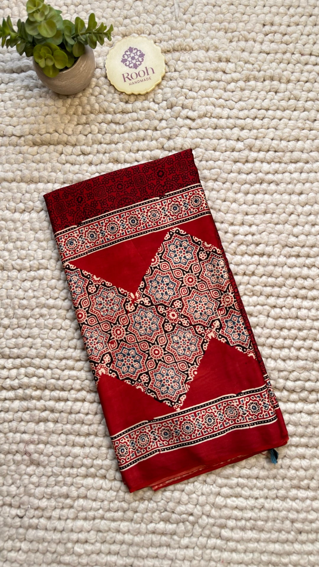 ROOH EXCLUSIVES- AJRAKH HAND BLOCK PRINTED PREMIUM MODAL SILK SAREE 22