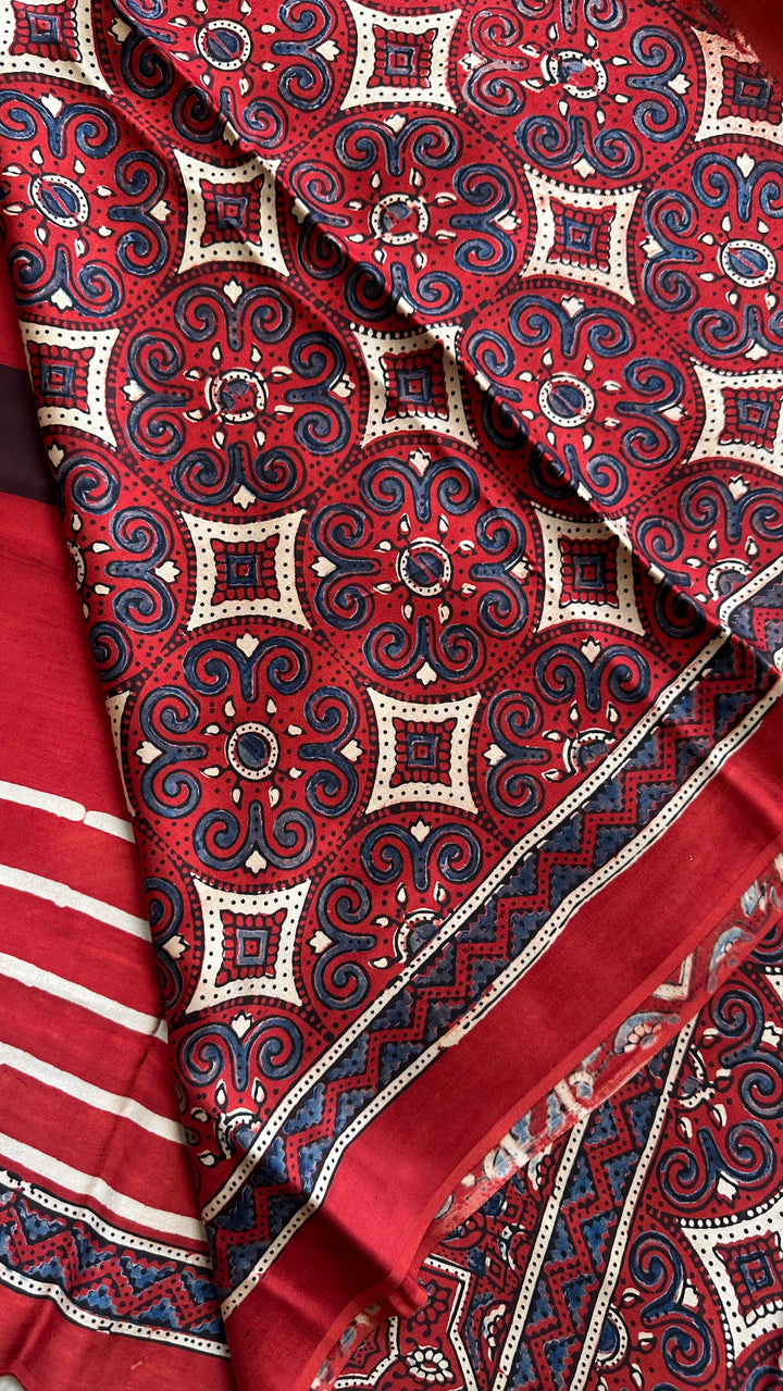 ROOH EXCLUSIVES- AJRAKH HAND BLOCK PRINTED PREMIUM MODAL SILK SAREE 23