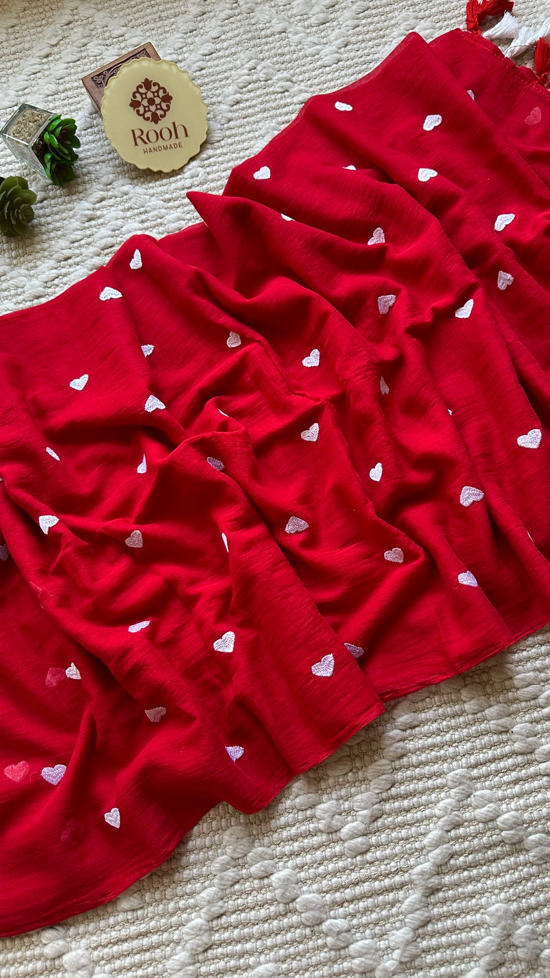 DIL - VERMILION RED SUPER SOFT MUL COTTON SAREE (DISPATCH TIME IS 7-10 DAYS)
