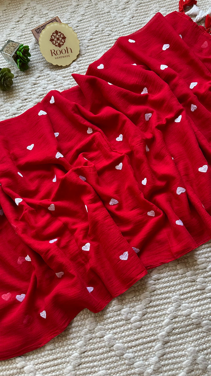DIL - VERMILION RED SUPER SOFT MUL COTTON SAREE (DISPATCH TIME IS 7-10 DAYS)