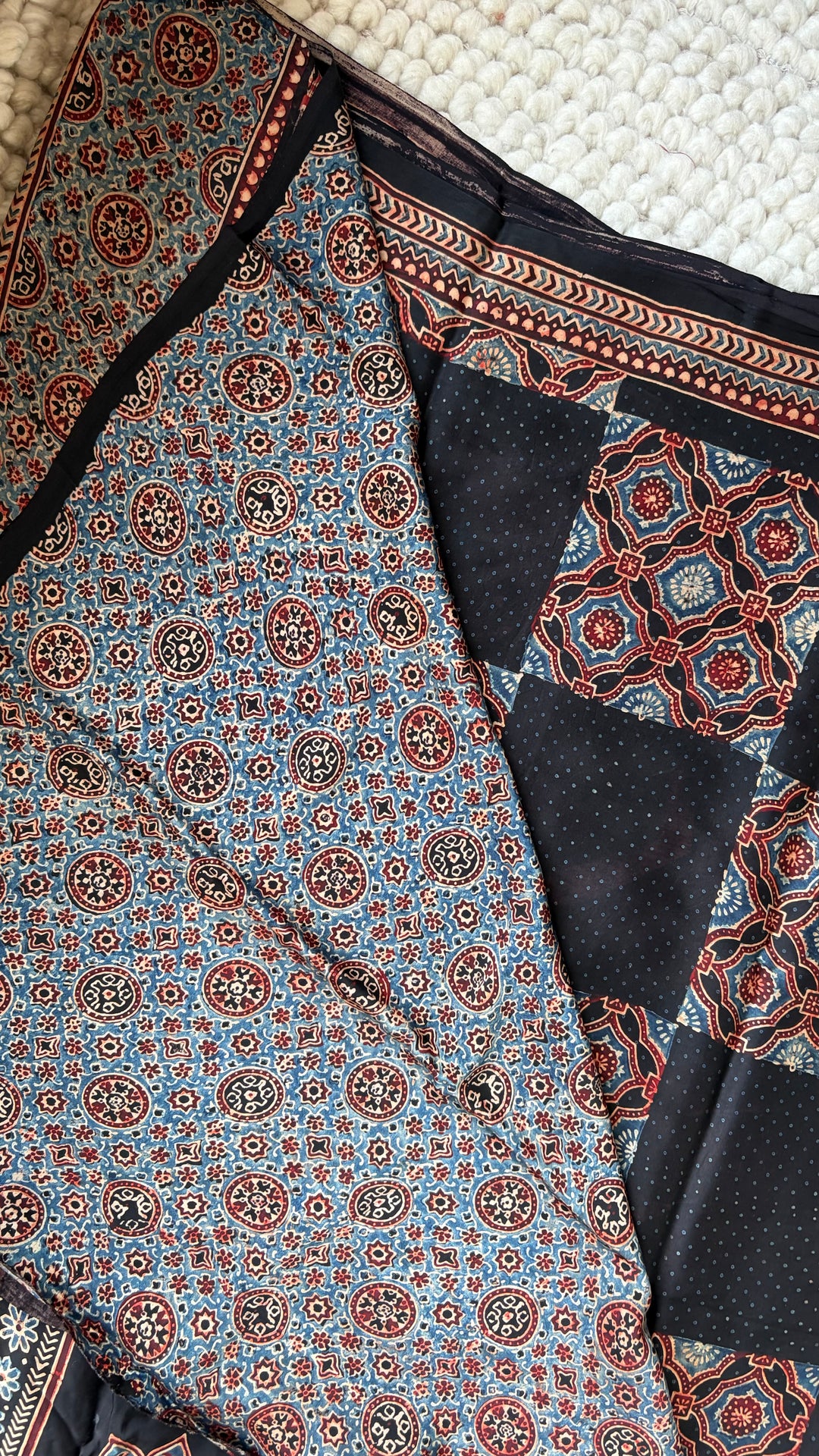 ROOH EXCLUSIVES- AJRAKH HAND BLOCK PRINTED PREMIUM MODAL SILK SAREE 07