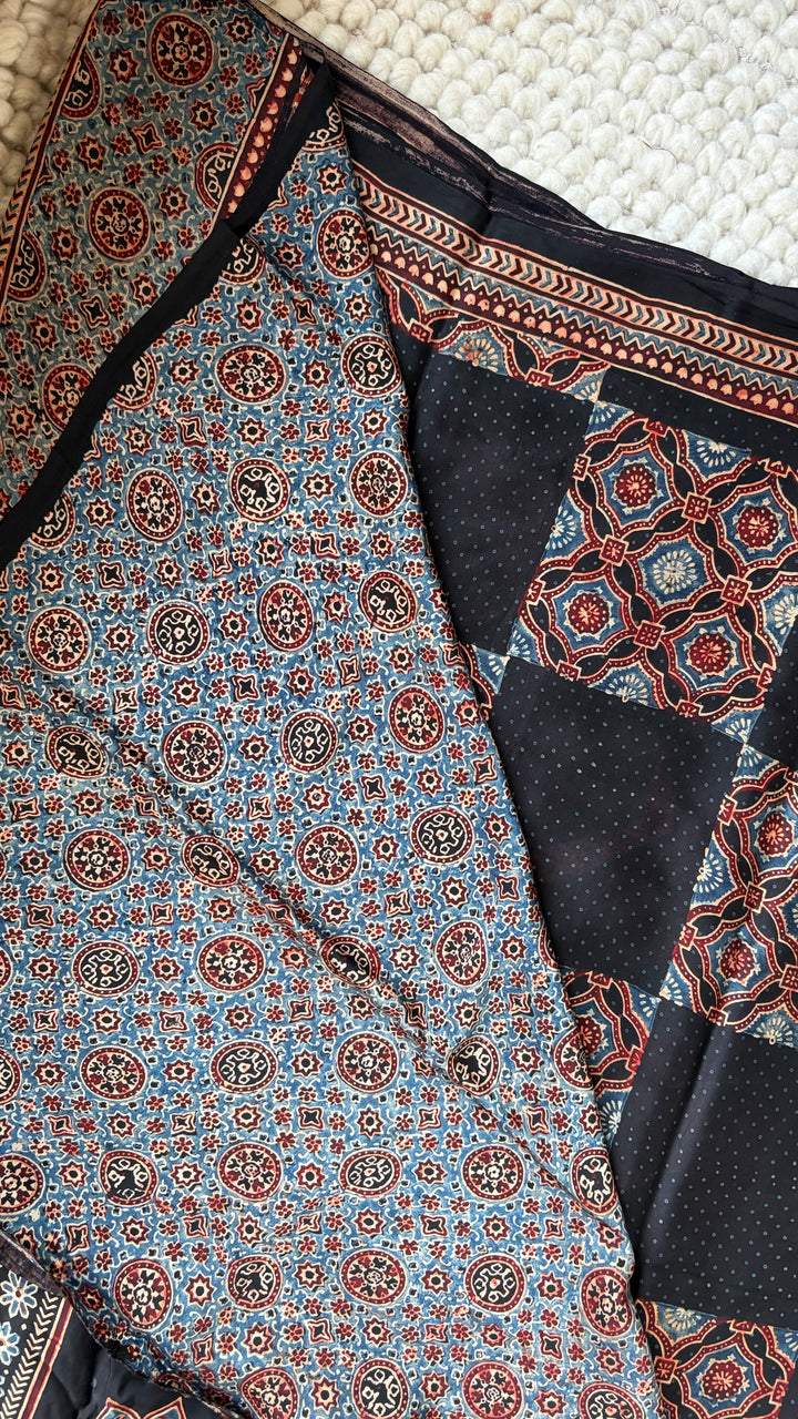 ROOH EXCLUSIVES- AJRAKH HAND BLOCK PRINTED PREMIUM MODAL SILK SAREE 07