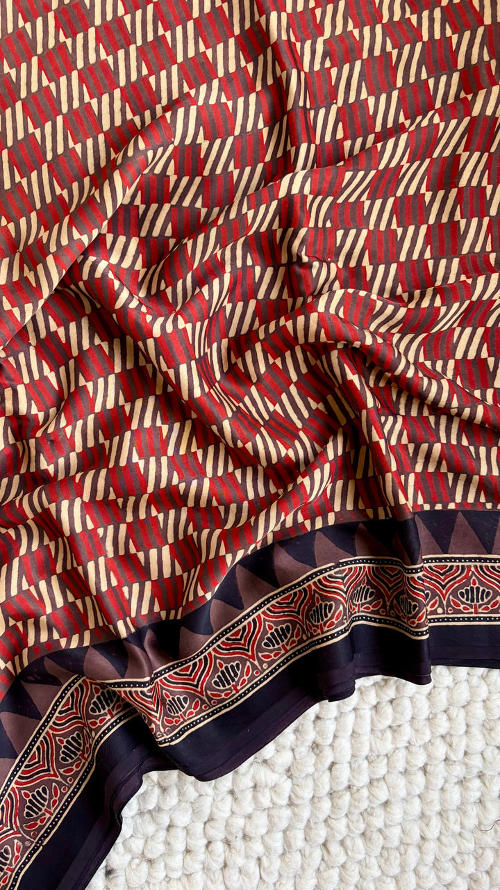 ROOH EXCLUSIVES- AJRAKH HAND BLOCK PRINTED PREMIUM MODAL SILK SAREE 03