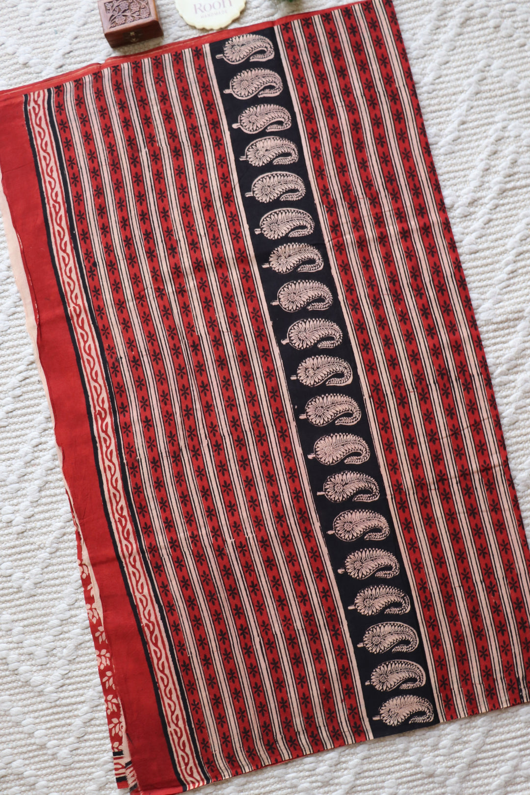 BAGRU HAND BLOCK PRINTED SOFT MULMUL COTTON SAREE- 087