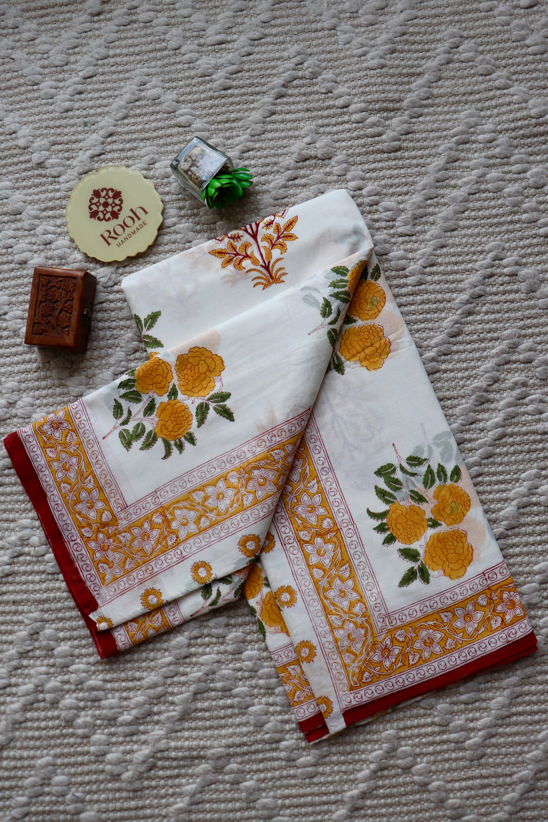 BAGRU HAND BLOCK PRINTED SOFT MULMUL COTTON SAREE- 090