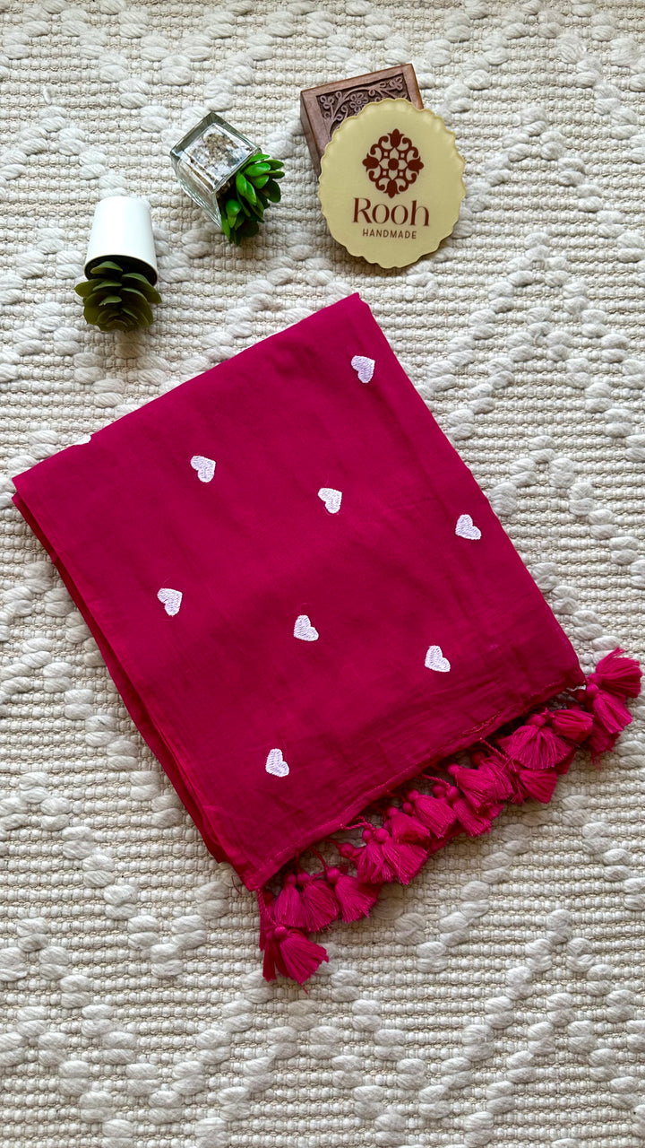 DIL - HOT PINK SUPER SOFT MUL COTTON SAREE (DISPATCH TIME - 7 TO 10 DAYS)