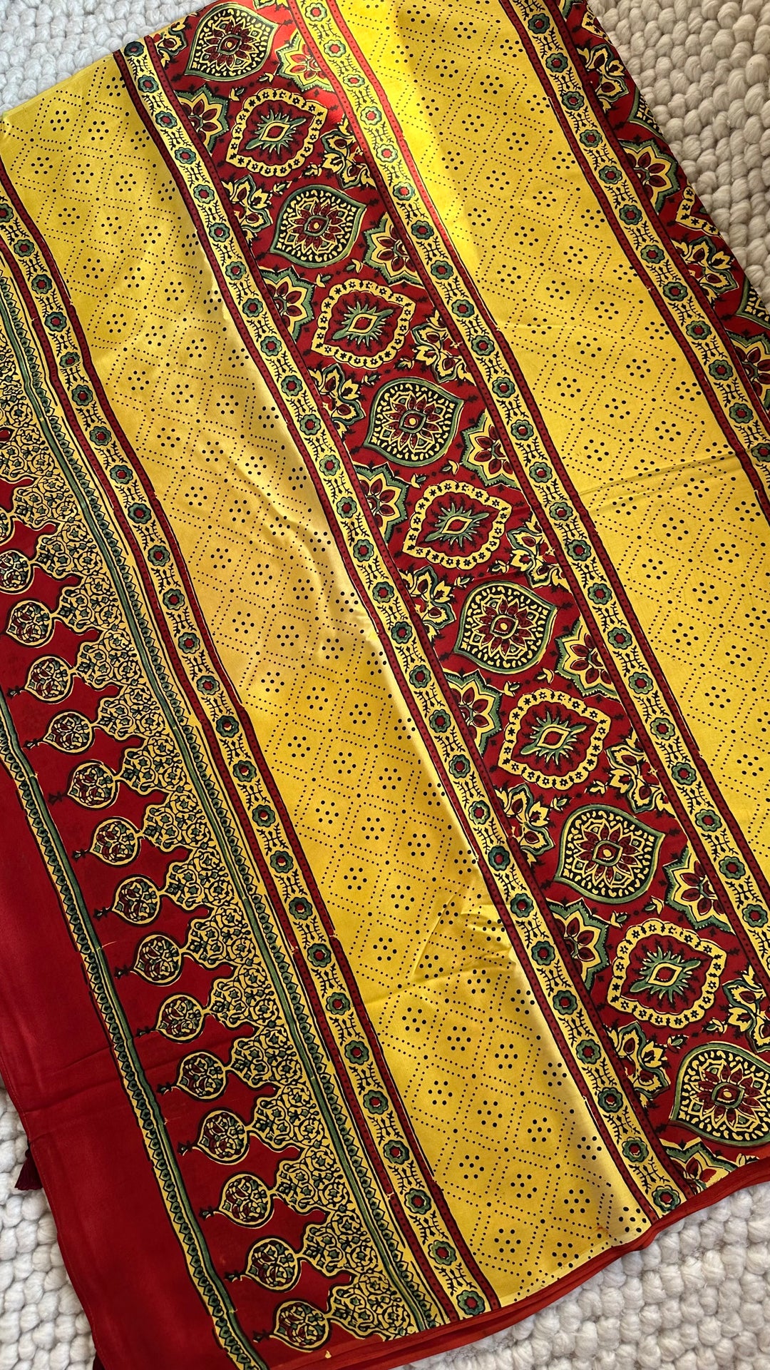 SUNSET BLOOMS - AJRAKH HAND BLOCK PRINTED PREMIUM MODAL SILK SAREE
