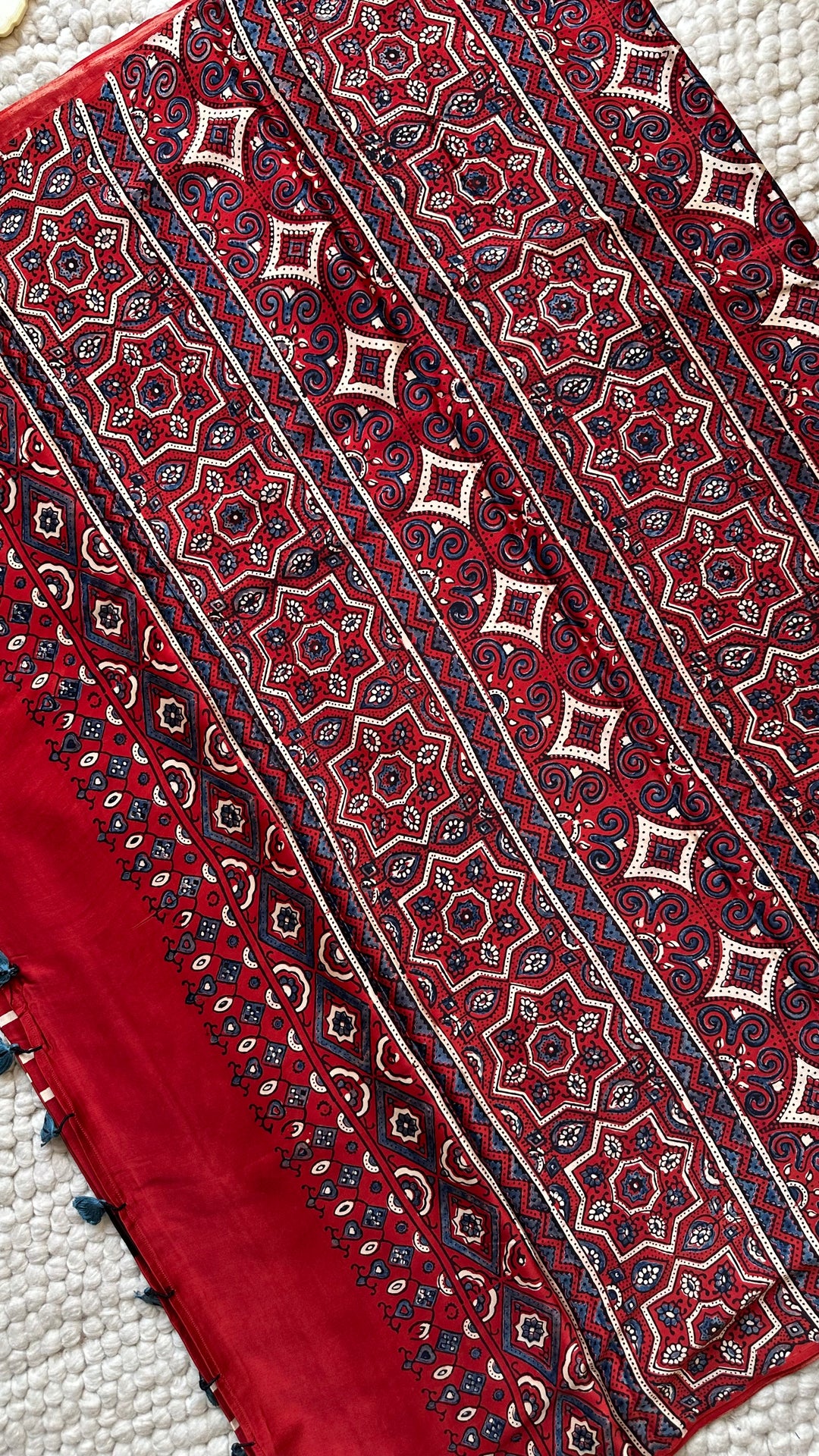 ROOH EXCLUSIVES- AJRAKH HAND BLOCK PRINTED PREMIUM MODAL SILK SAREE 23