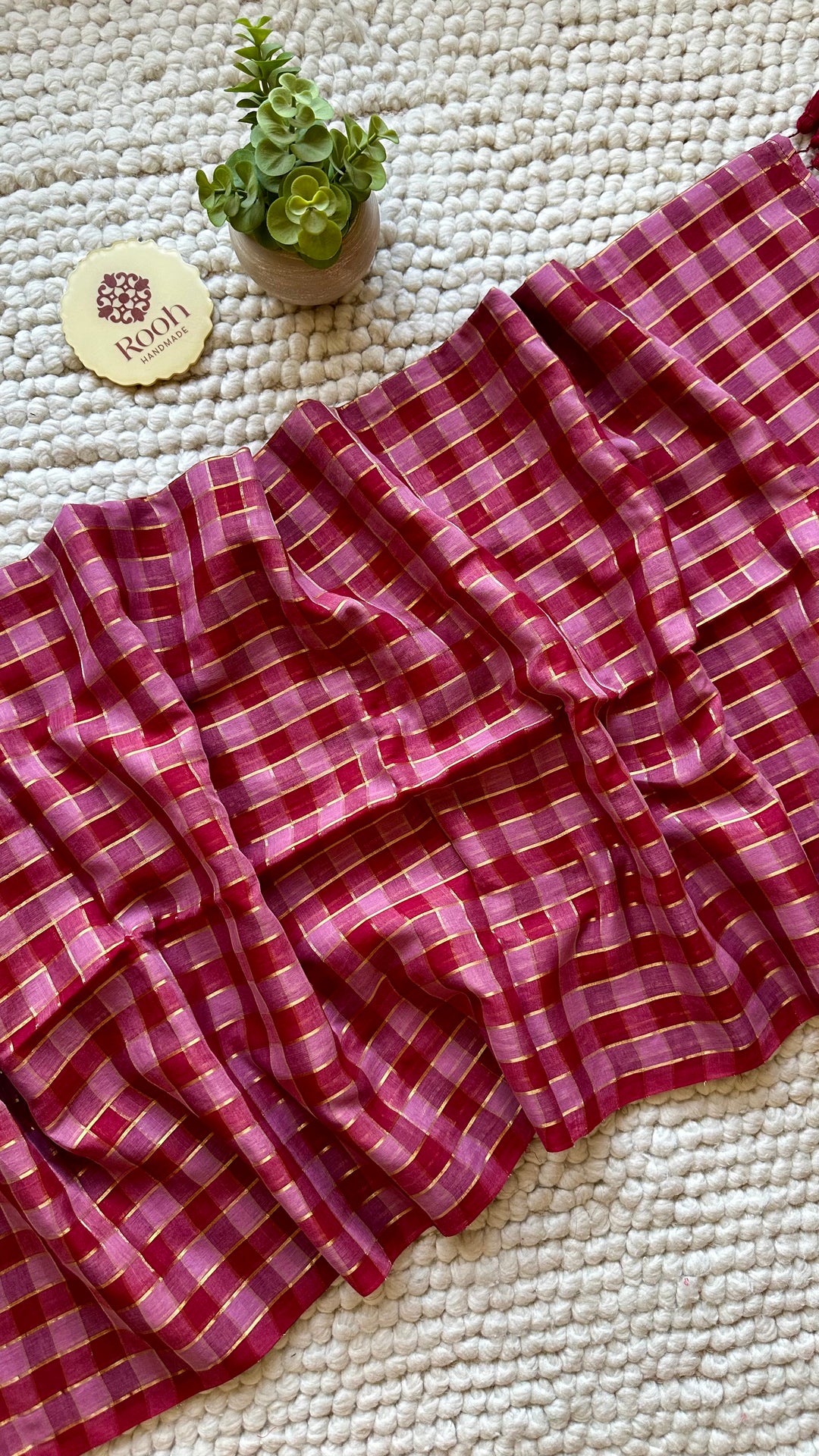 HANDWOVEN MULTICOLOUR CHECKERED MULMUL COTTON SAREE - 01 (DISPATCH TIME - 5 TO 7 DAYS)