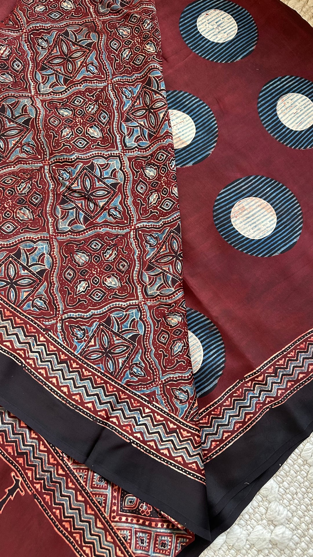 AARVI - PREMIUM AJRAKH HAND BLOCK PRINTED MODAL SILK SAREE