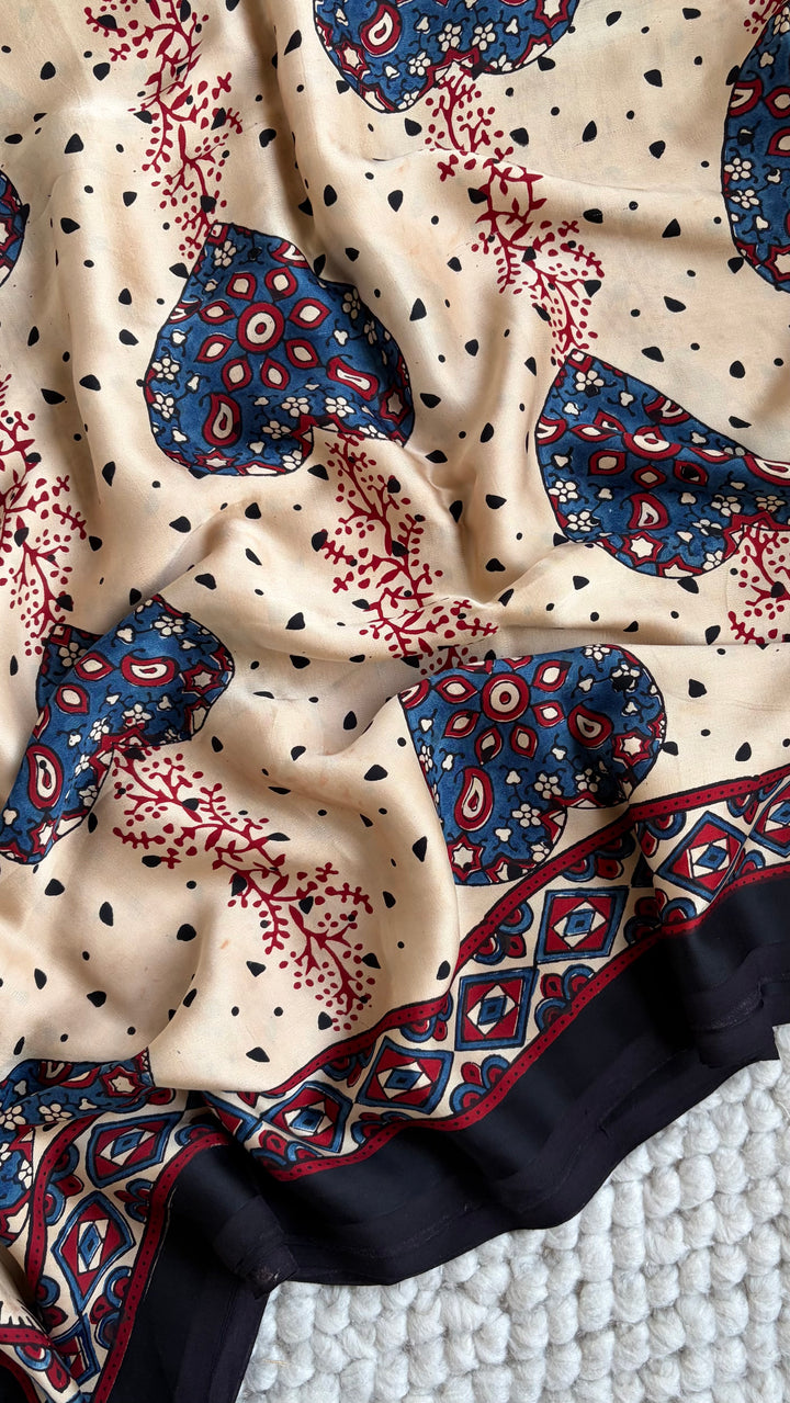 ROOH EXCLUSIVES- AJRAKH HAND BLOCK PRINTED PREMIUM MODAL SILK SAREE 04
