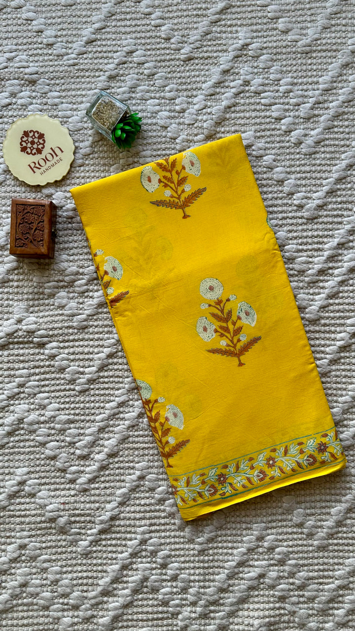 BAGRU HAND BLOCK PRINTED SOFT MULMUL COTTON SAREE- 070