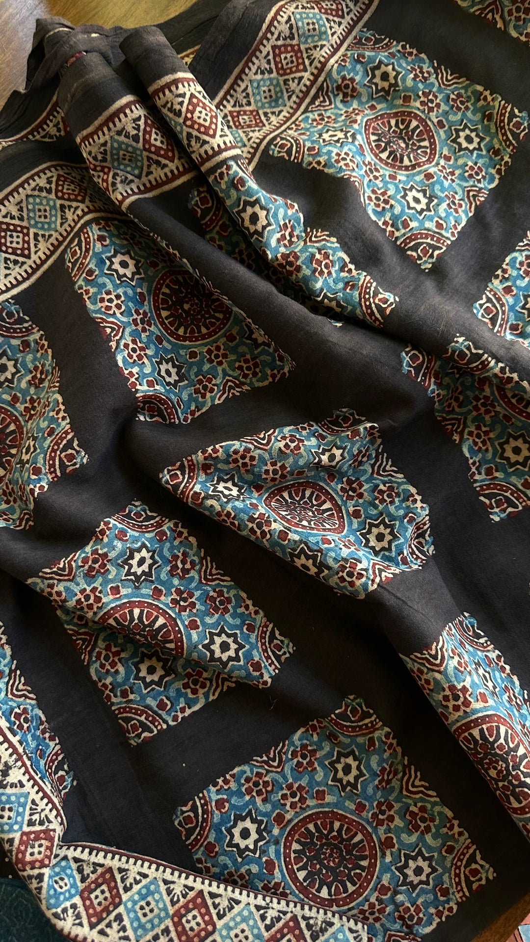 PREMIUM AJRAKH HAND BLOCK PRINTED PURE SOFT COTTON SAREE- 008