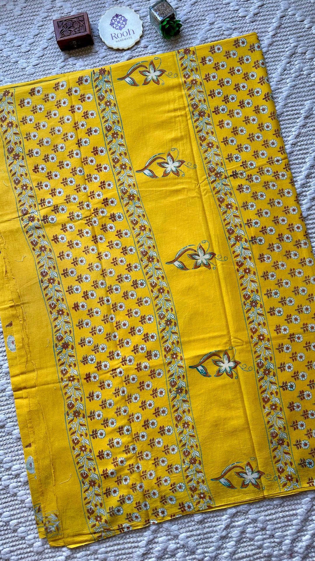 BAGRU HAND BLOCK PRINTED SOFT MULMUL COTTON SAREE- 070