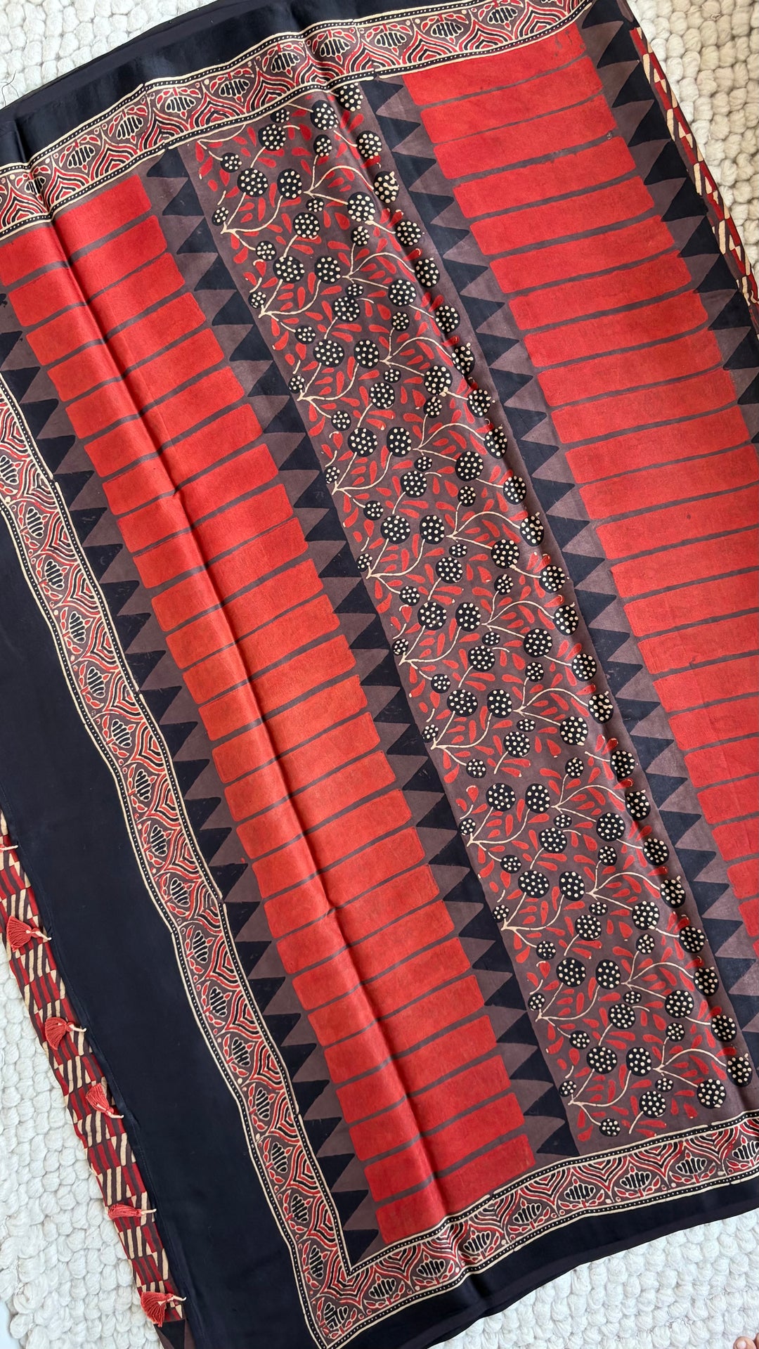 ROOH EXCLUSIVES- AJRAKH HAND BLOCK PRINTED PREMIUM MODAL SILK SAREE 03