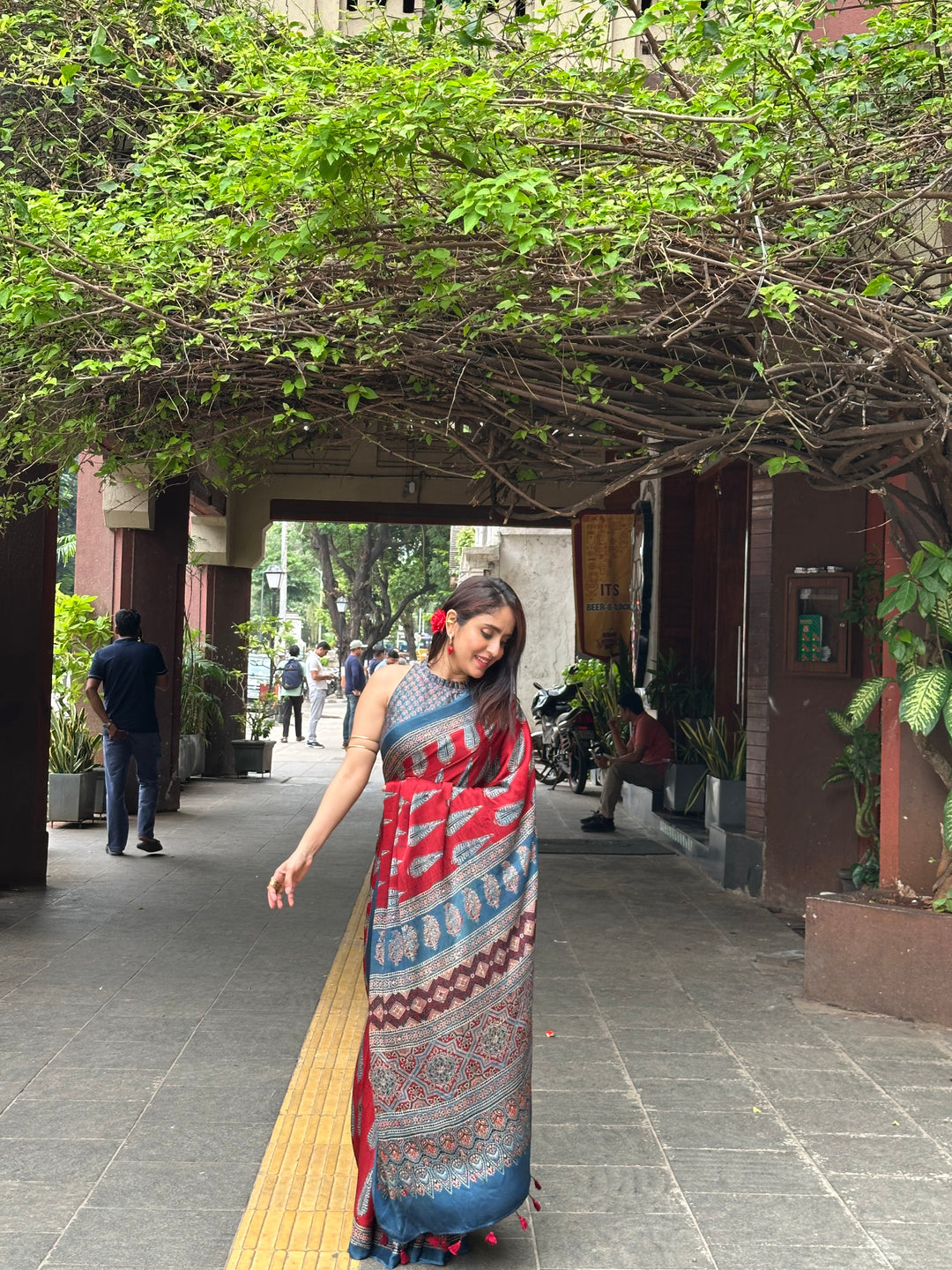 MADDER PINES - SUPER PREMIUM & BUTTERY SOFT AJRAKH HAND BLOCK PRINTED MODAL SILK SAREE (ONLY AVAILABLE ON PRE ORDER- DISPATCH TIME IS 35 TO 40 DAYS)