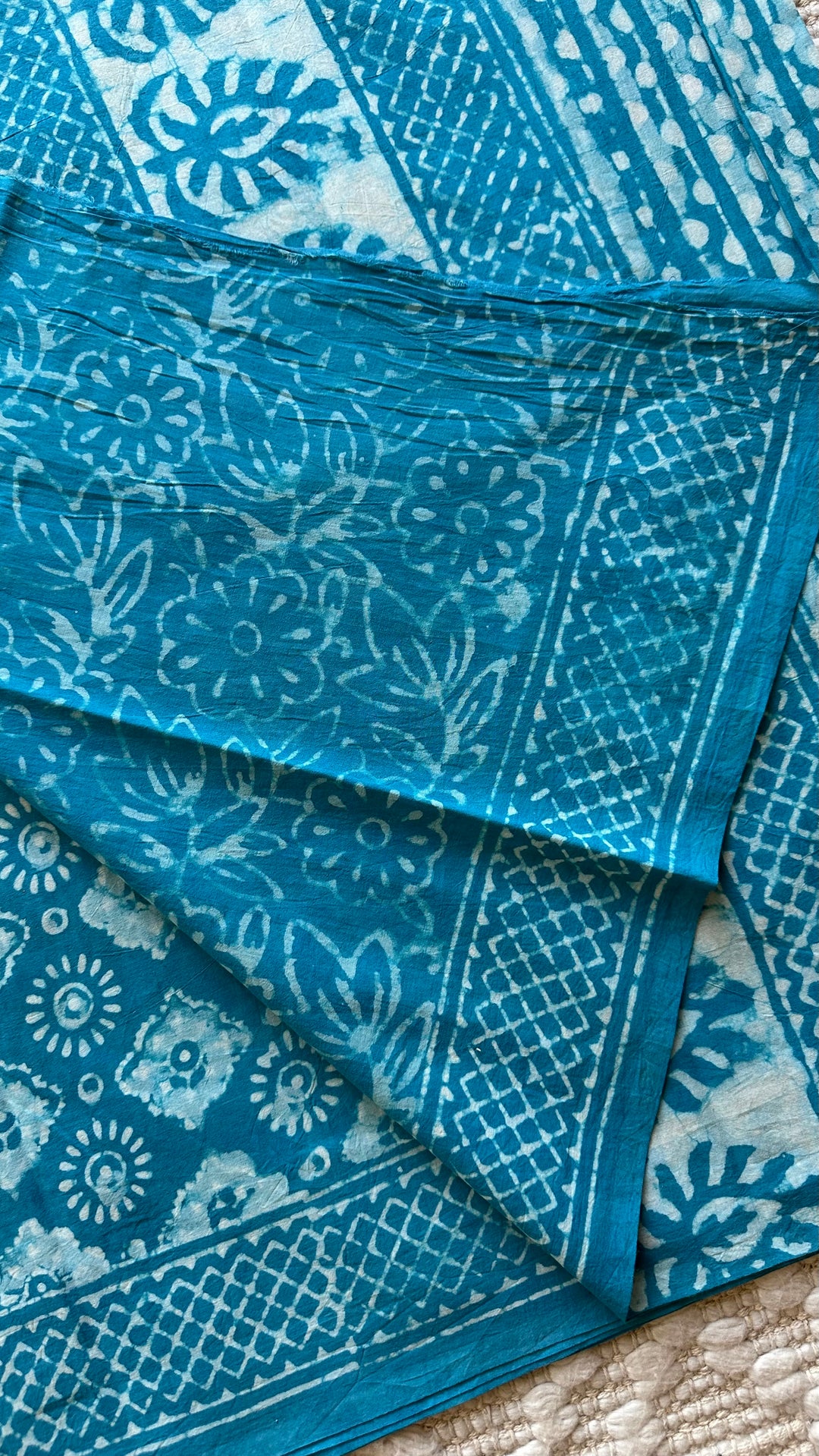 BAGRU HAND BLOCK PRINTED SOFT MULMUL COTTON SAREE- 057