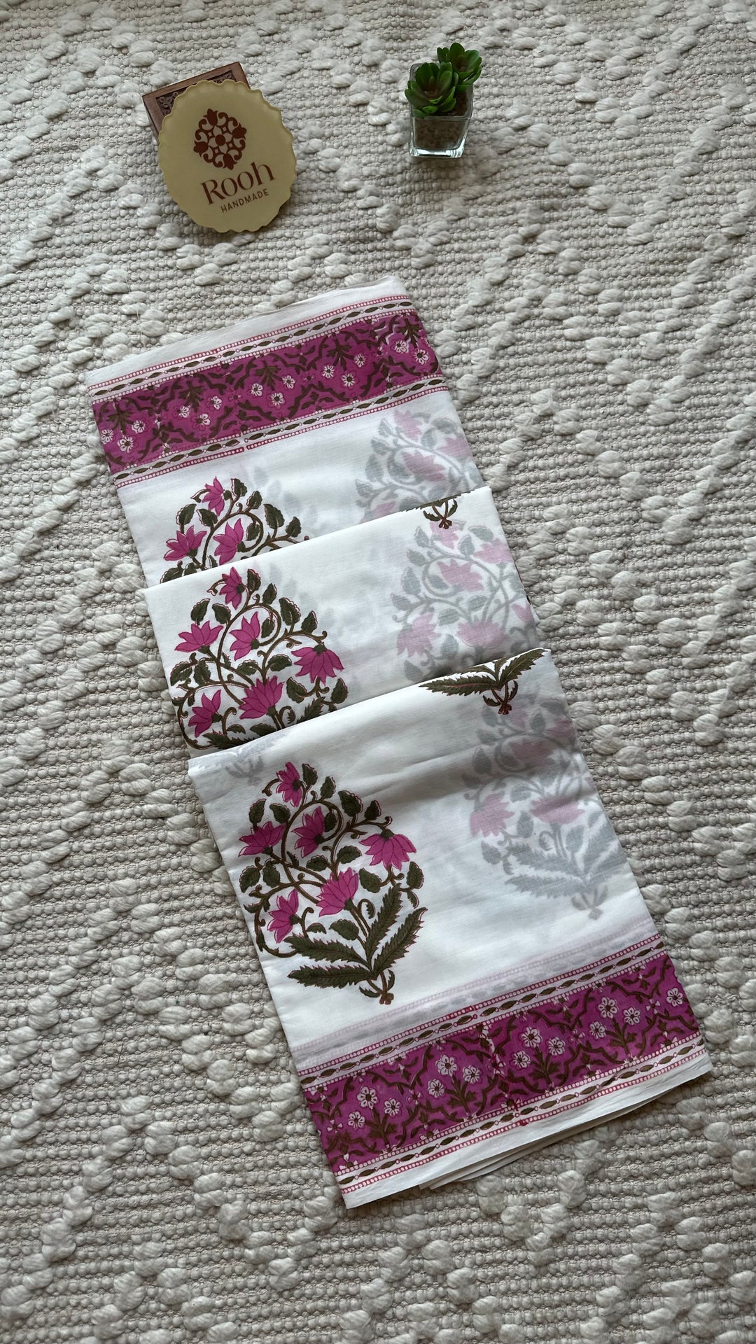 BAGRU HAND BLOCK PRINTED SOFT MULMUL COTTON SAREE- 101