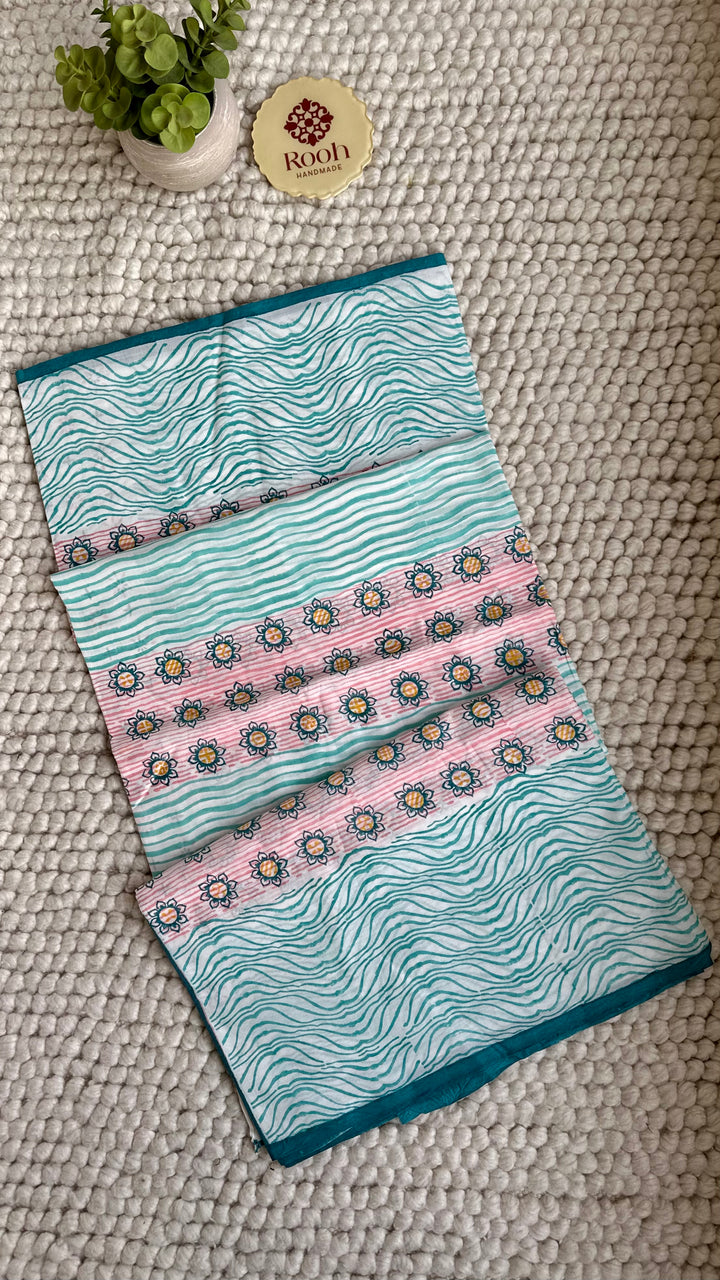 SANGANERI HAND BLOCK PRINTED SOFT COTTON SAREE- 028