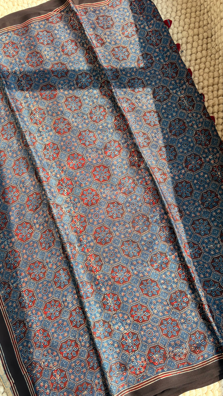 NETRA - AJRAKH HAND BLOCK PRINTED PREMIUM MODAL SILK SAREE