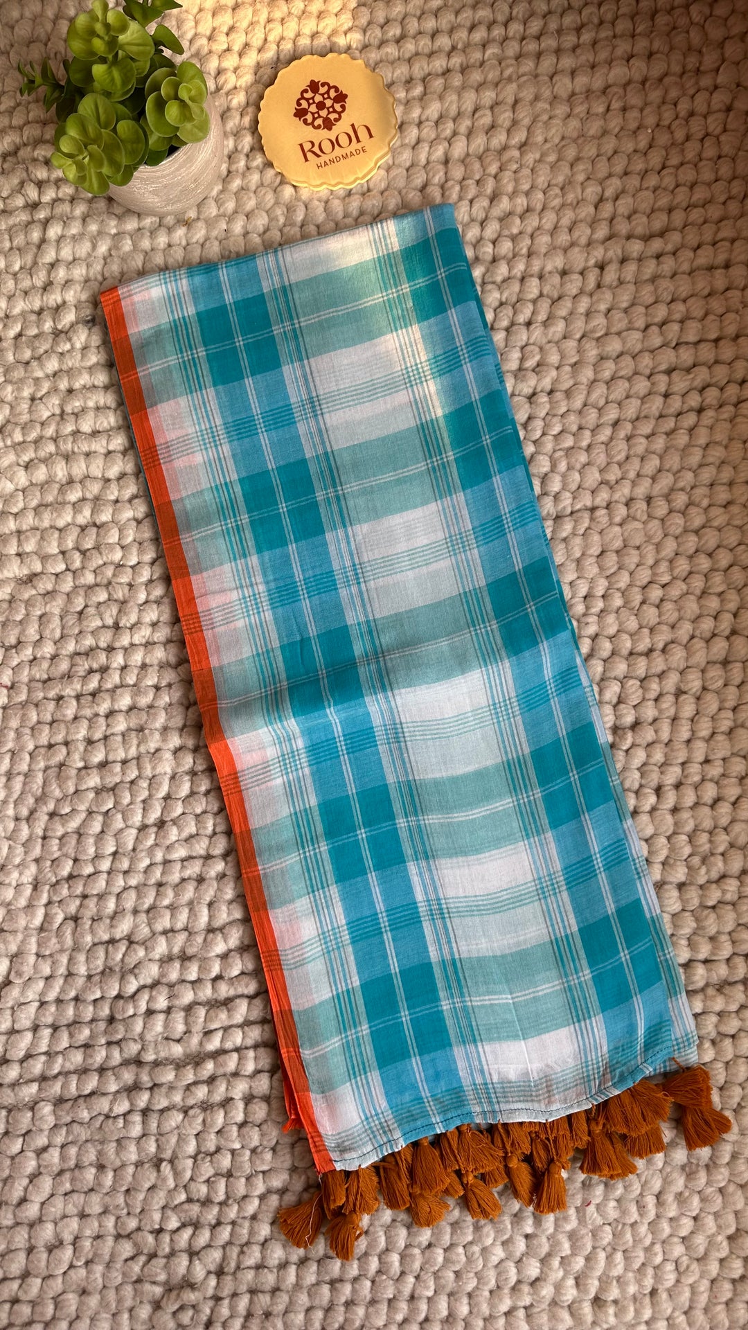MULTICOLOUR CHECKS PURE SUPER SOFT MULMUL COTTON SAREE - 017