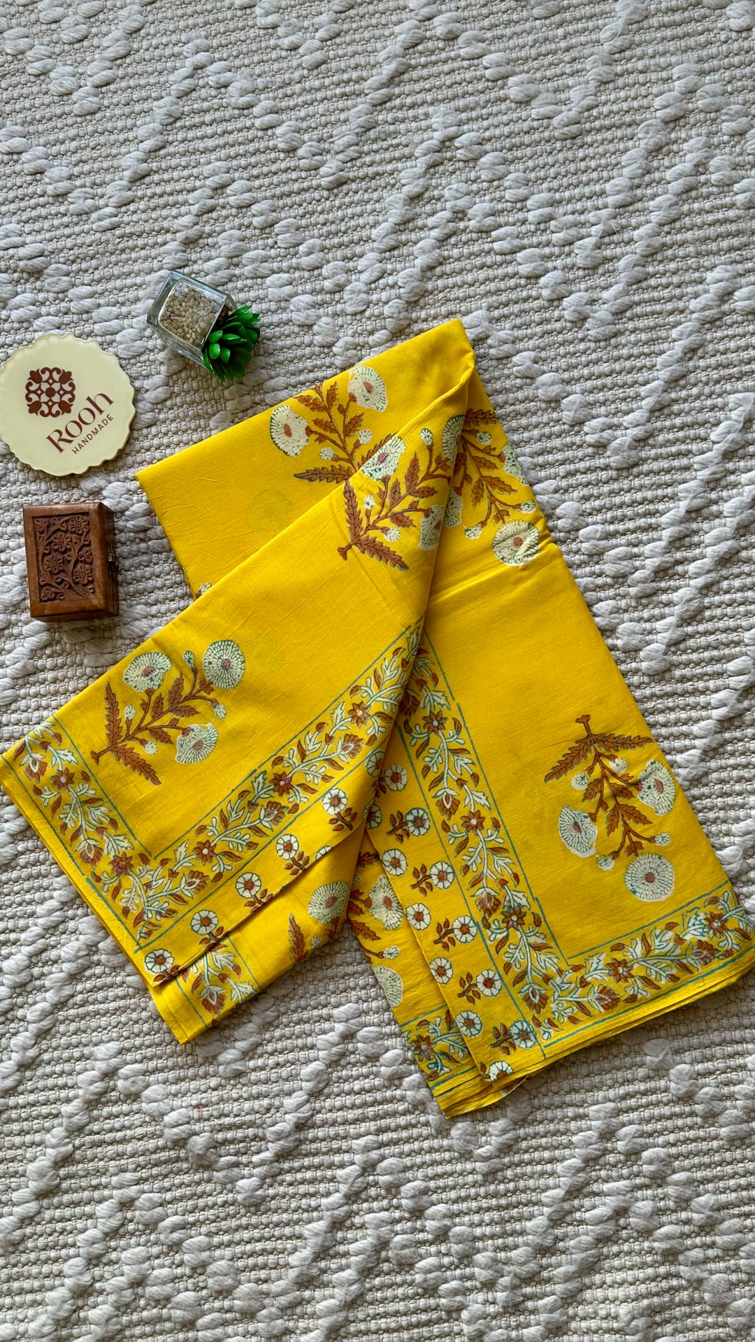 BAGRU HAND BLOCK PRINTED SOFT MULMUL COTTON SAREE- 070