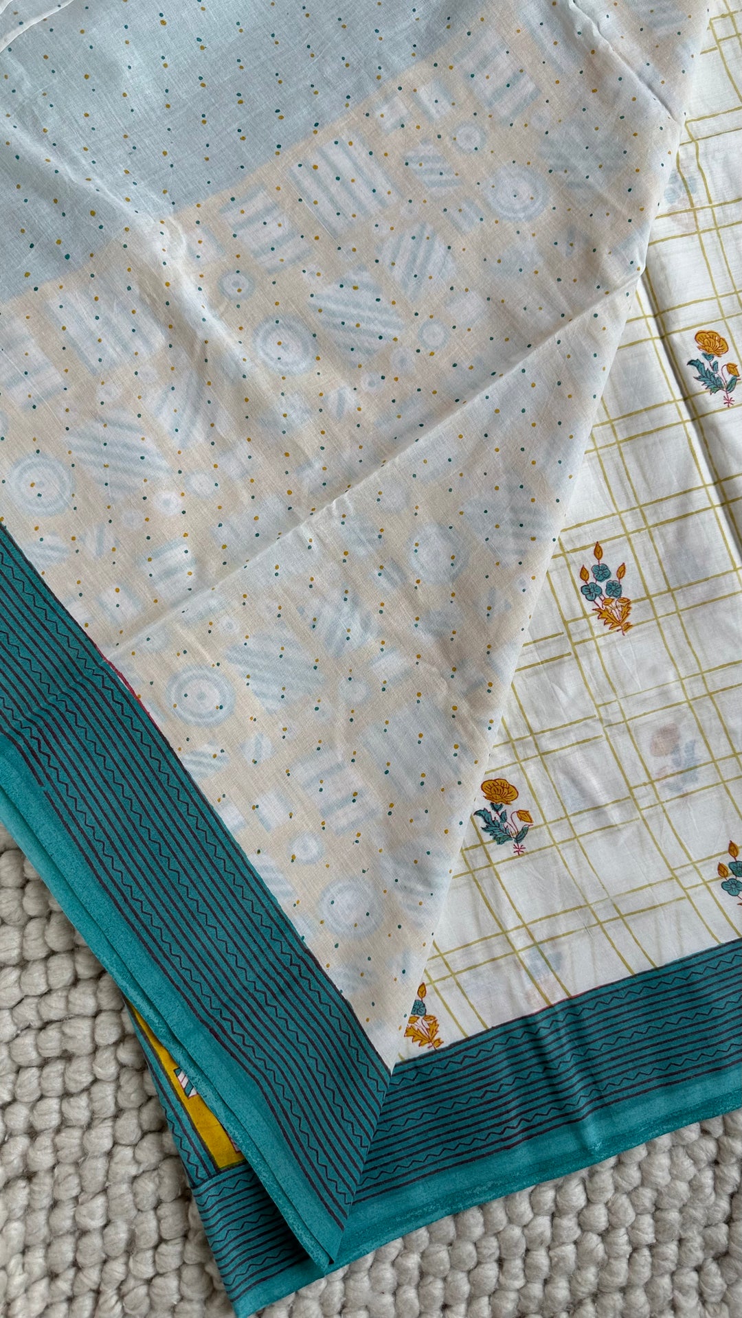 SANGANERI HAND BLOCK PRINTED SOFT COTTON SAREE- 022