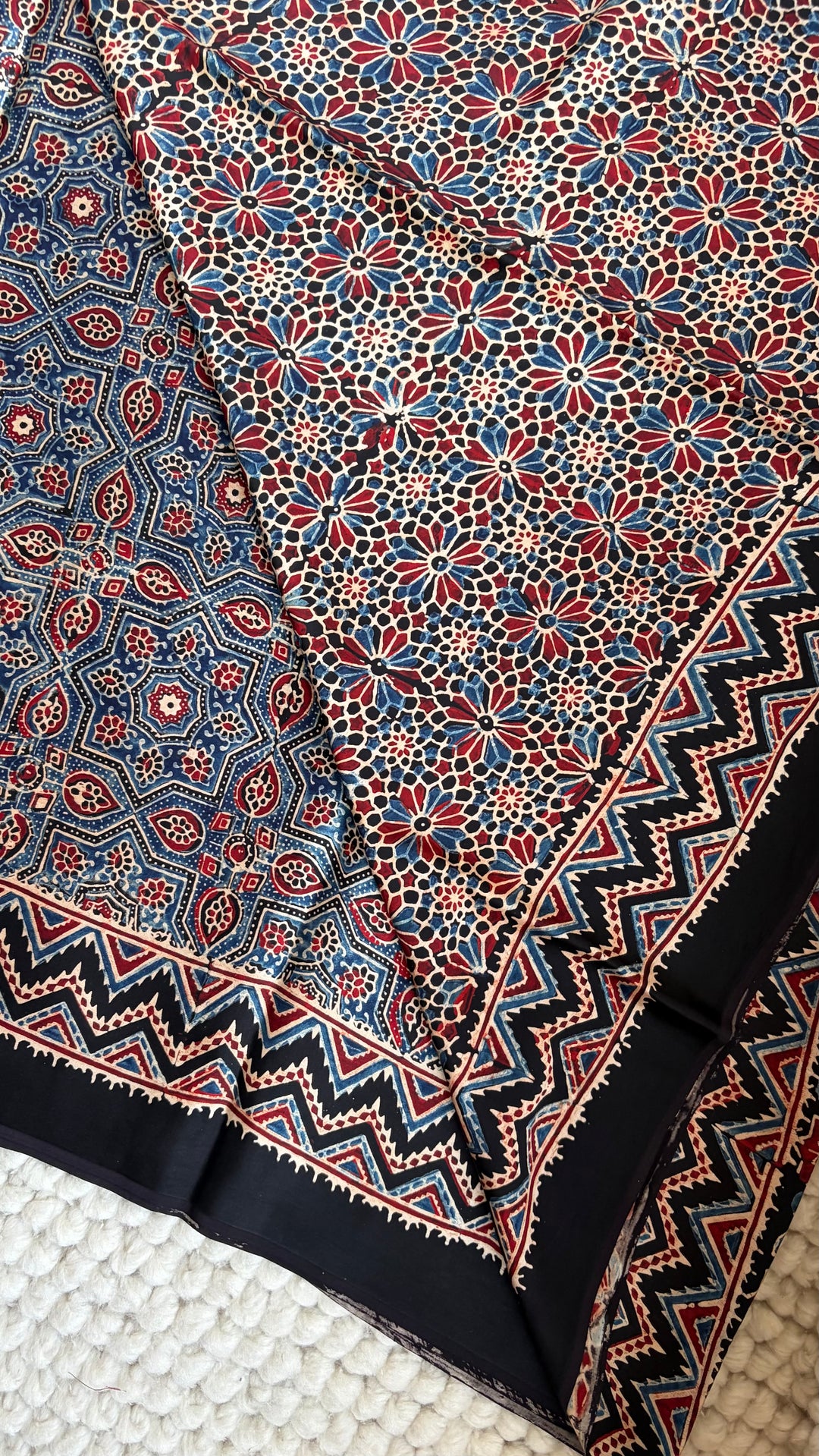 ROOH EXCLUSIVES- AJRAKH HAND BLOCK PRINTED PREMIUM MODAL SILK SAREE 09