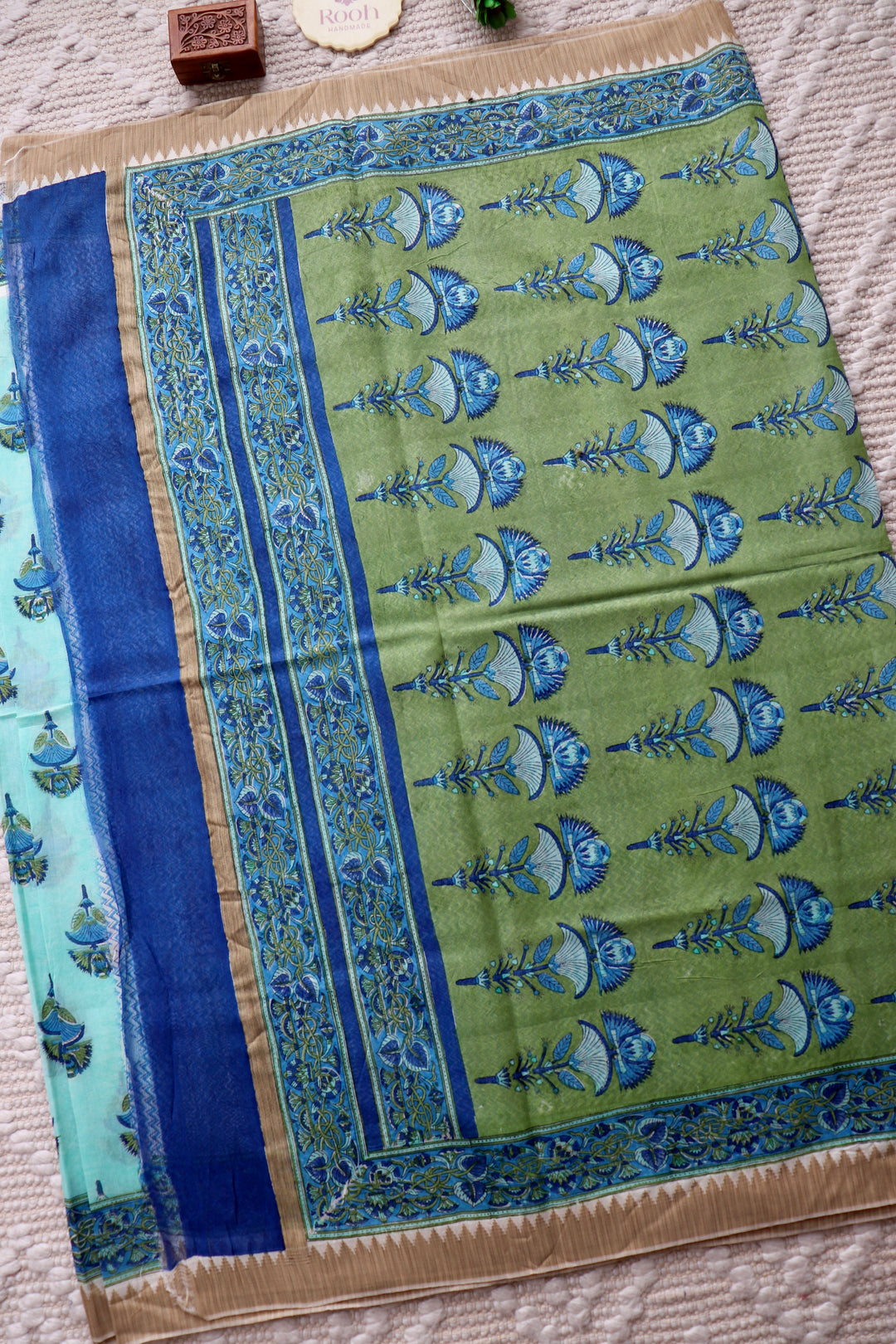 SANGANERI HAND BLOCK PRINTED SILK COTTON SAREE- 002