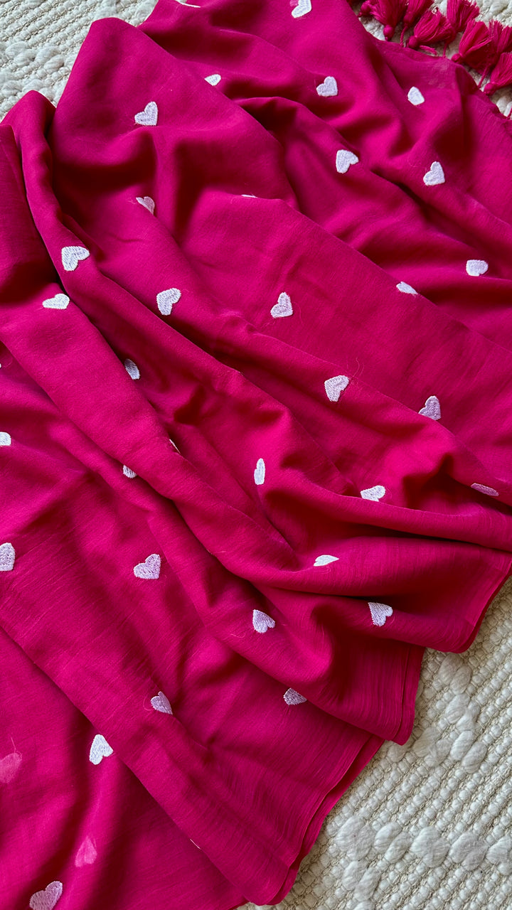 DIL - HOT PINK SUPER SOFT MUL COTTON SAREE (DISPATCH TIME - 7 TO 10 DAYS)