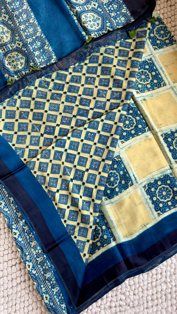 ROOH EXCLUSIVES- AJRAKH HAND BLOCK PRINTED PREMIUM MODAL SILK SAREE 11