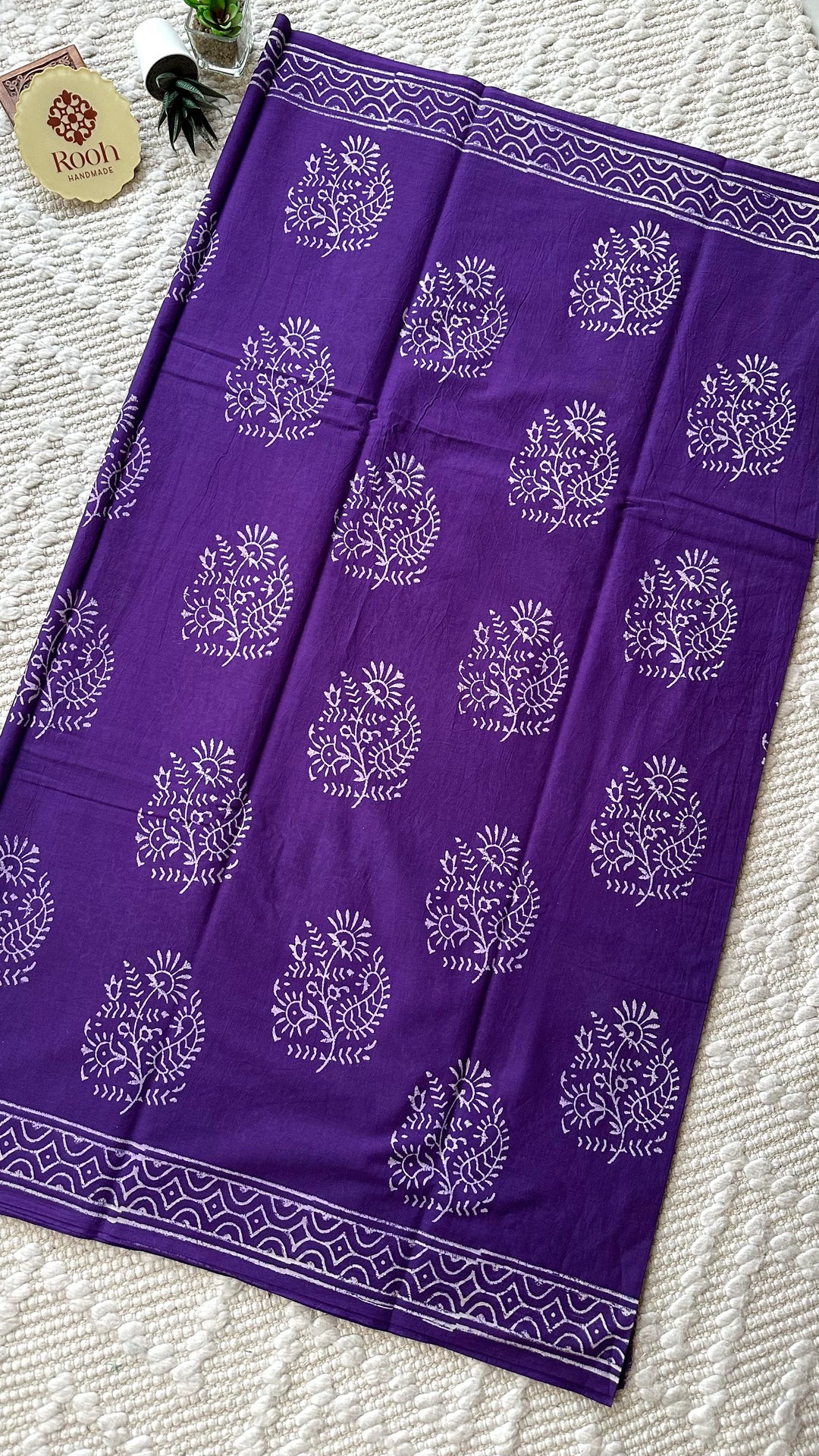 BAGRU HAND BLOCK PRINTED SOFT MULMUL COTTON SAREE- 068