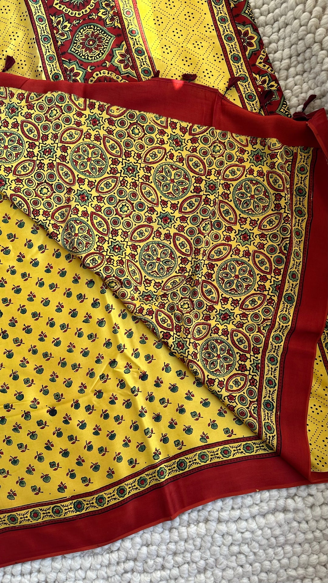 SUNSET BLOOMS - AJRAKH HAND BLOCK PRINTED PREMIUM MODAL SILK SAREE