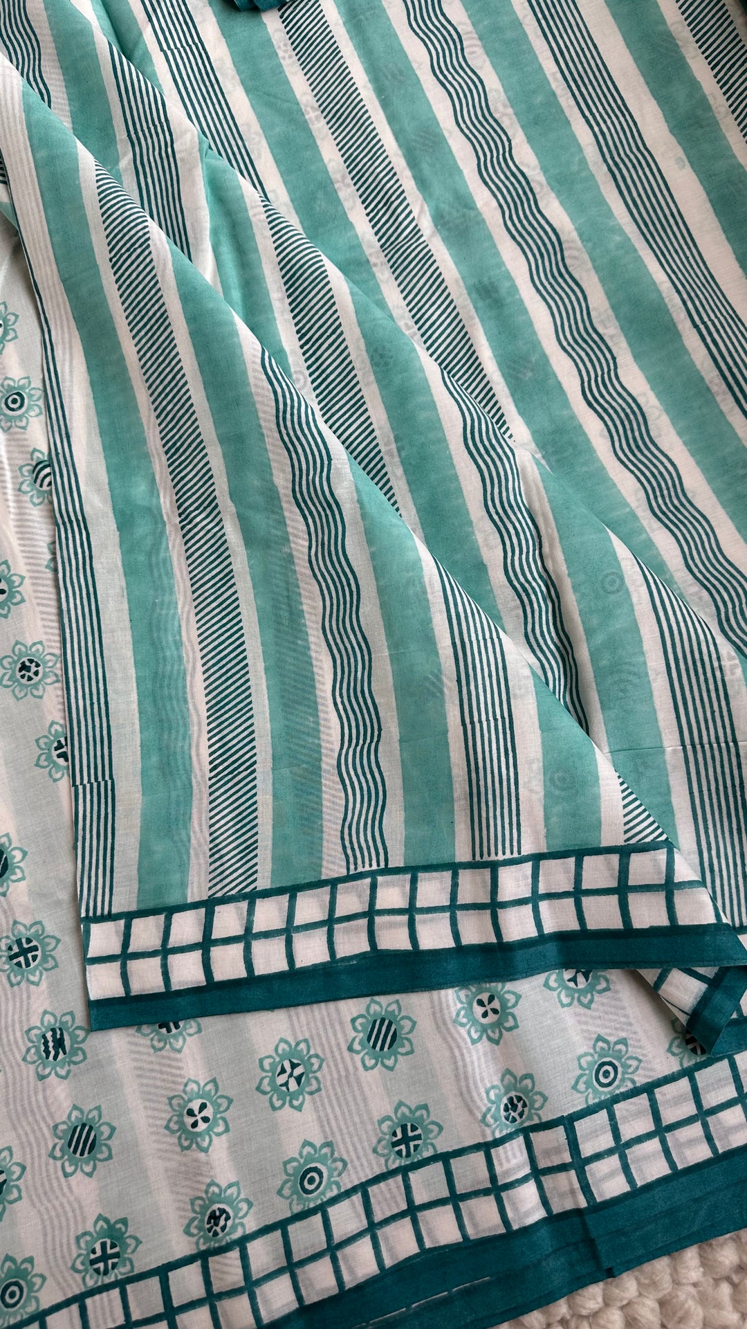 SANGANERI HAND BLOCK PRINTED SOFT COTTON SAREE- 024