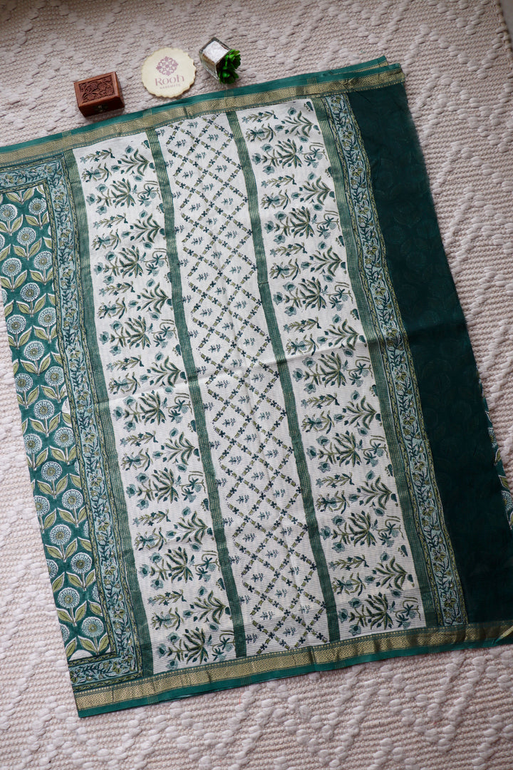 SANGANERI HAND BLOCK PRINTED SILK COTTON SAREE- 003