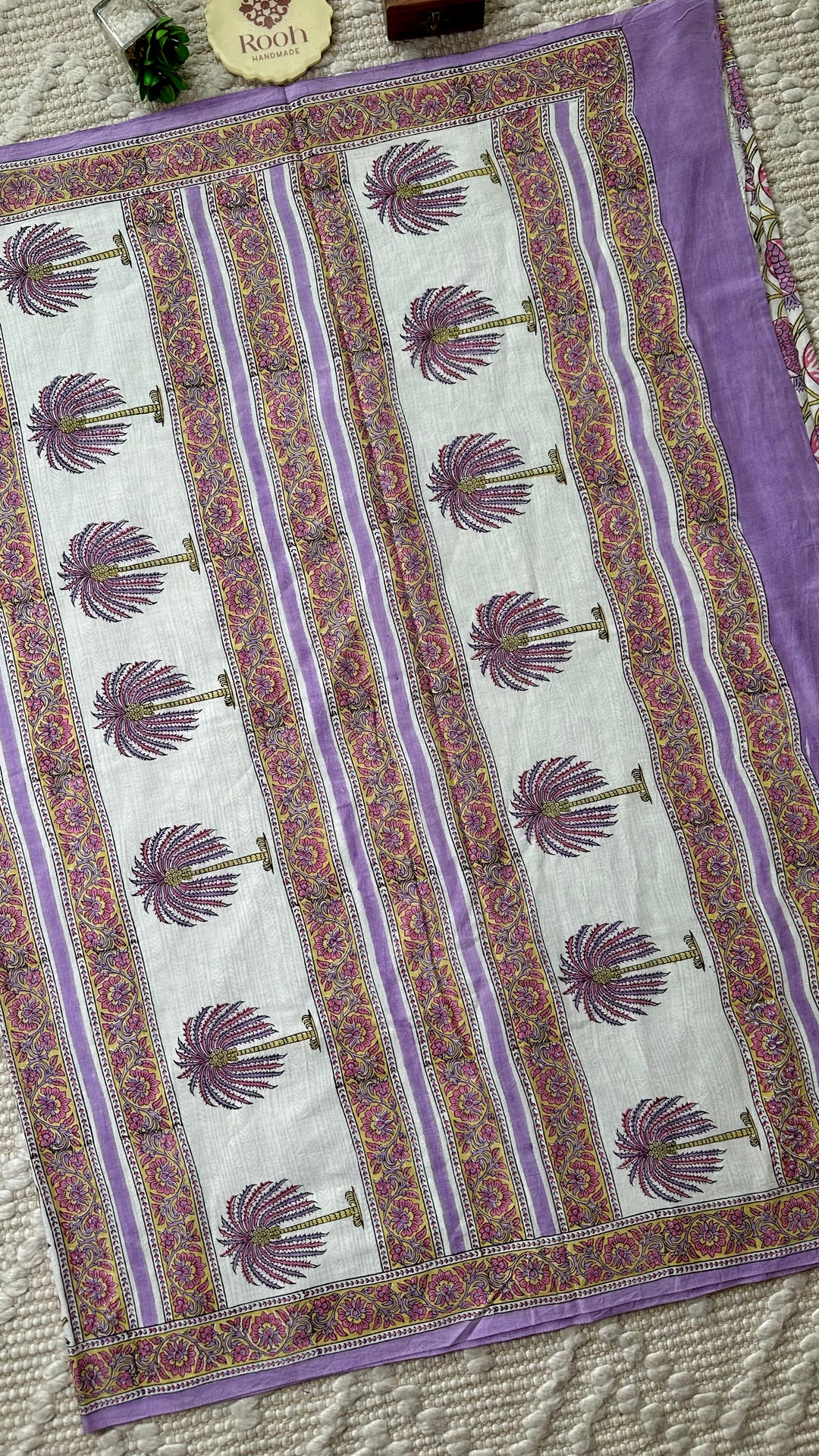 SANGANERI HAND BLOCK PRINTED SOFT MULMUL COTTON SAREE- 014