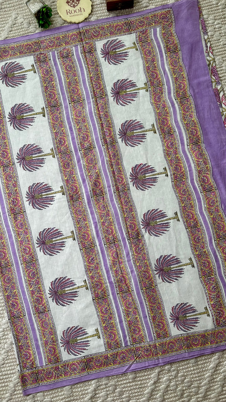 SANGANERI HAND BLOCK PRINTED SOFT MULMUL COTTON SAREE- 014