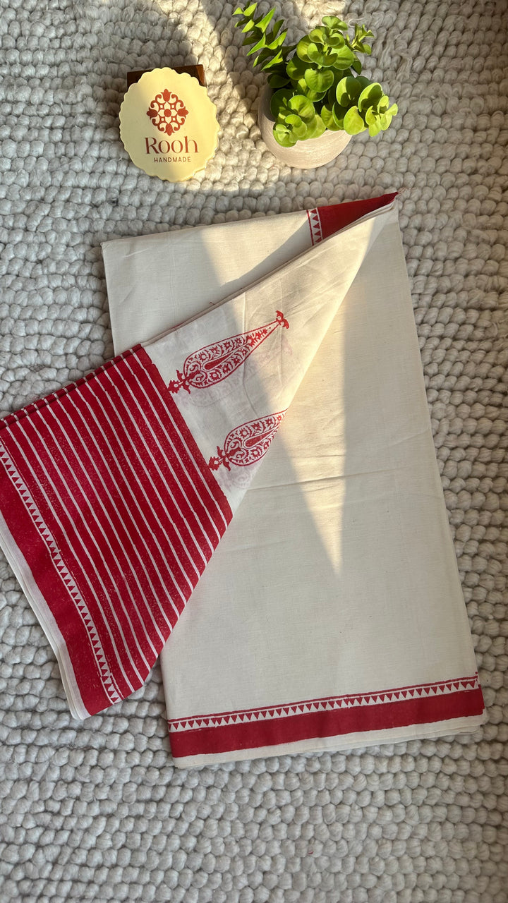 LOLITA - HANDBLOCK PRINTED ON HANDWOVEN BENGAL COTTON SAREE