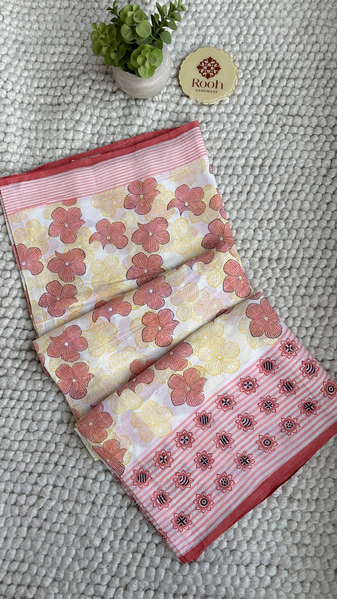 SANGANERI HAND BLOCK PRINTED SOFT COTTON SAREE- 025
