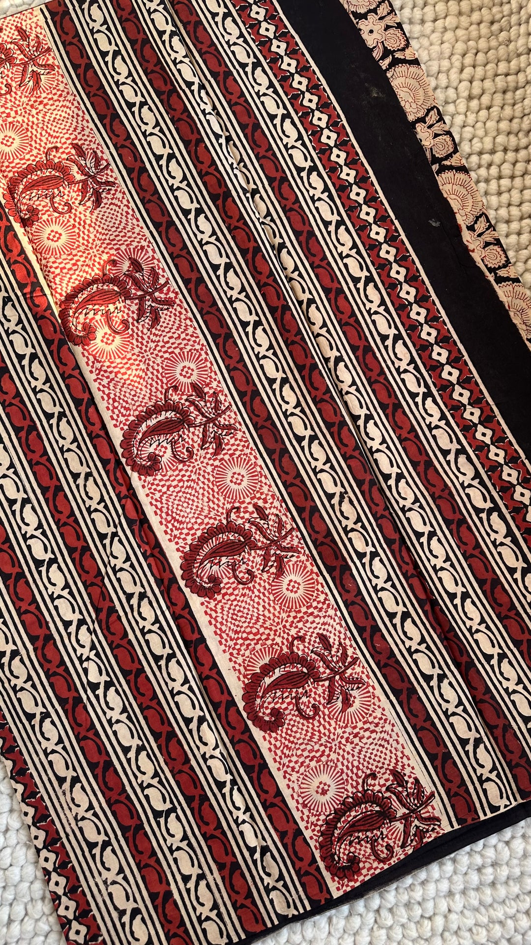 VANIKA - FLORAL BAGRU HAND BLOCK PRINTED SOFT MULMUL COTTON SAREE